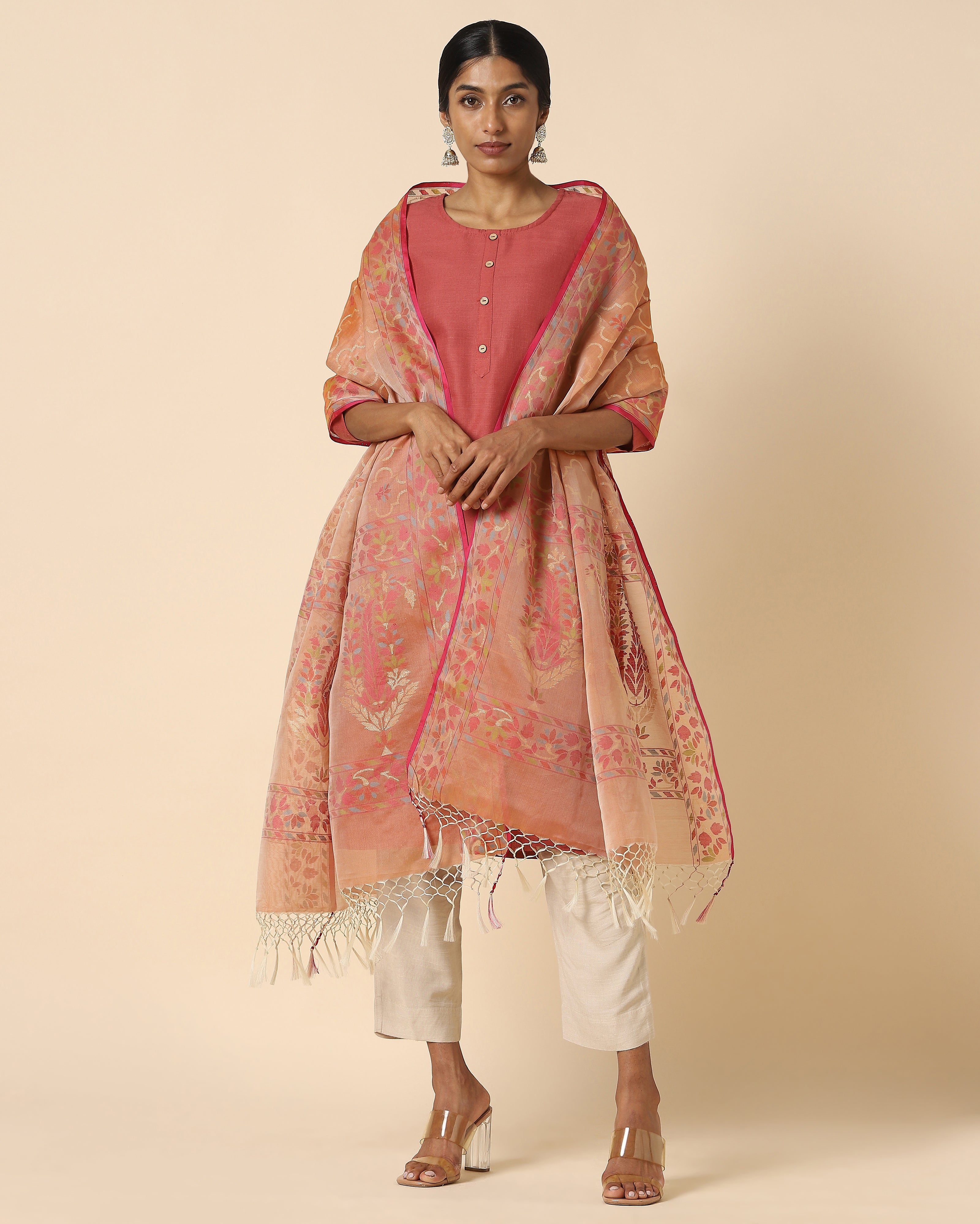 Afsa Jamdani Silk Cotton Dupatta