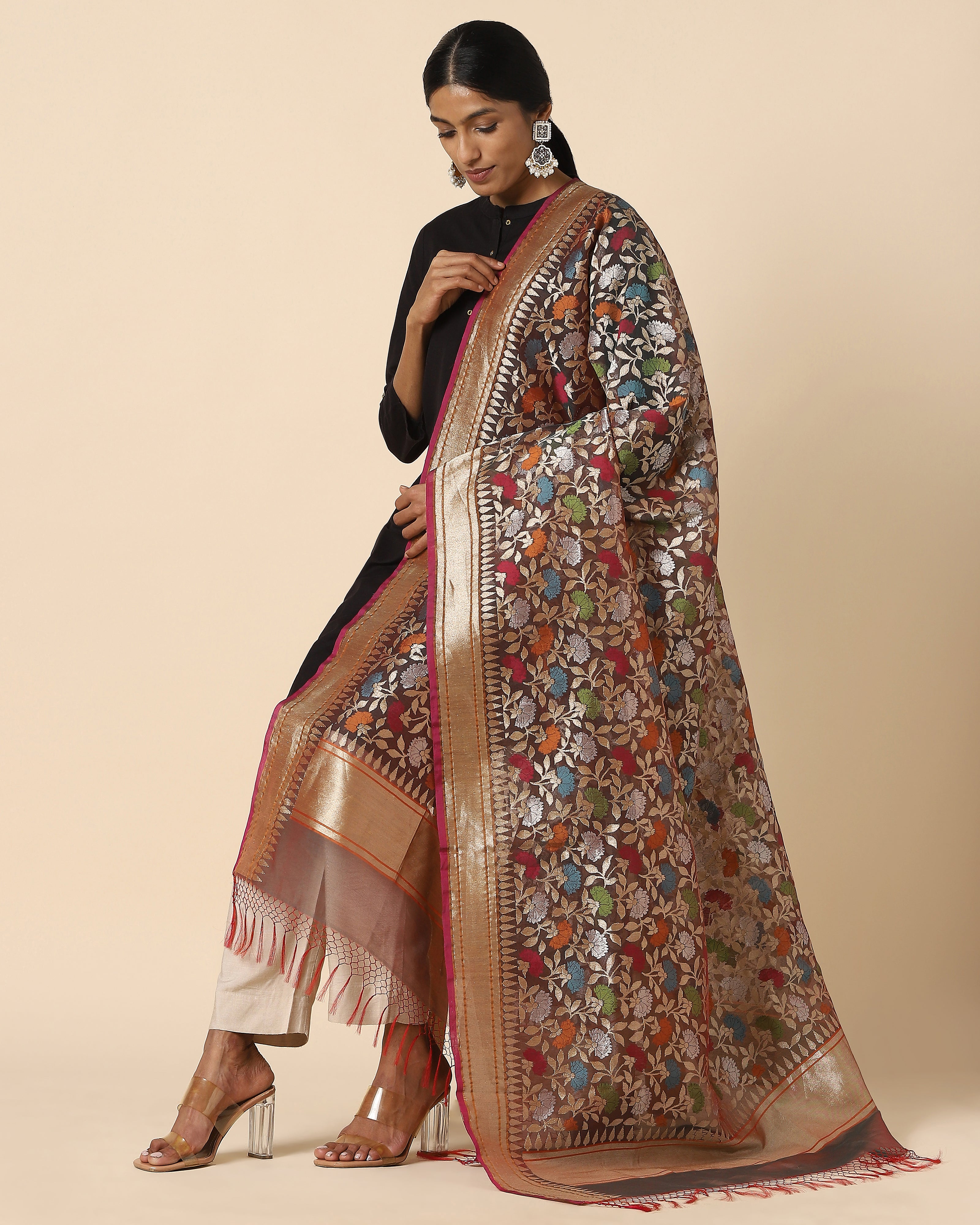 Ishank Jamdani Silk Cotton Dupatta