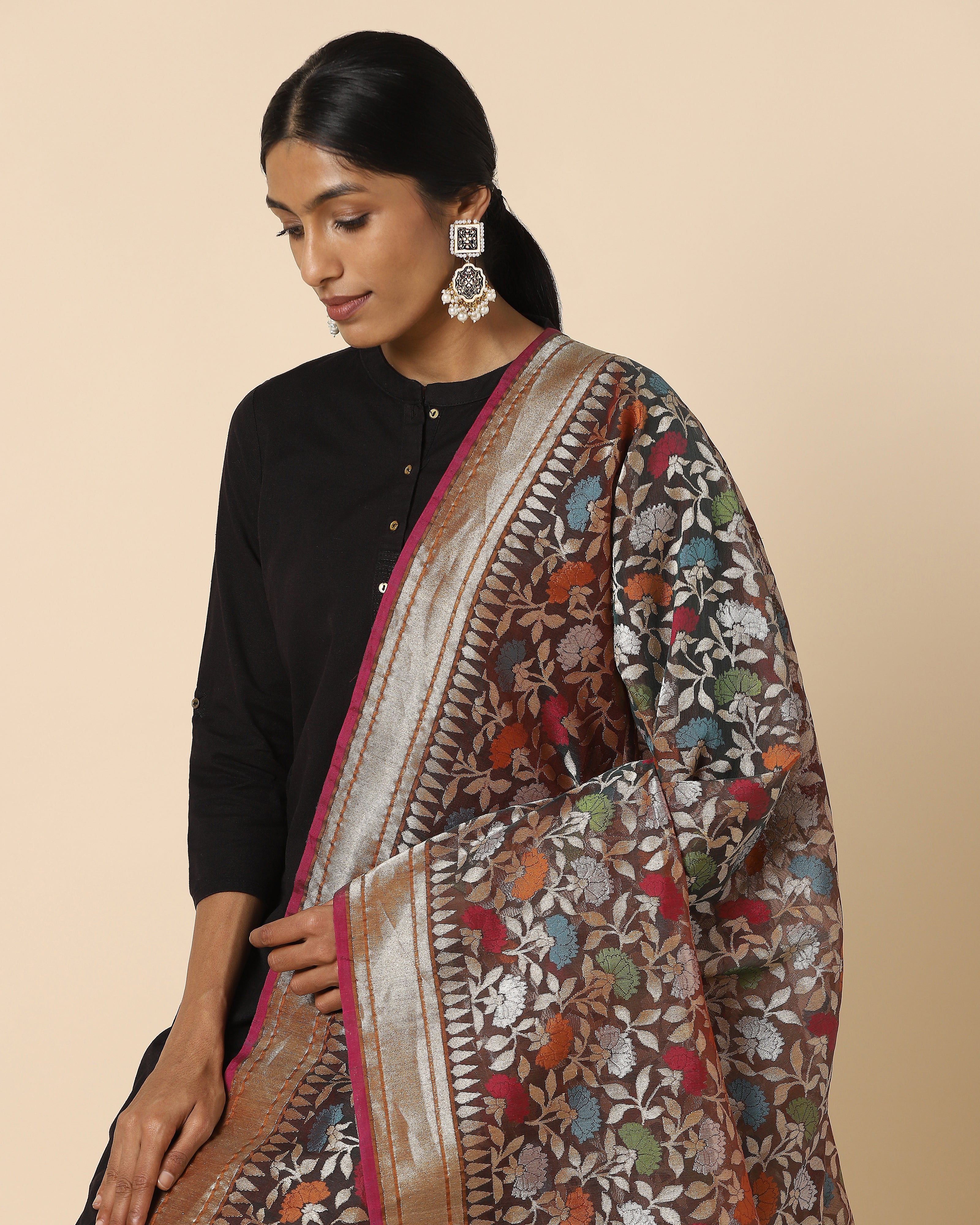 Ishank Jamdani Silk Cotton Dupatta