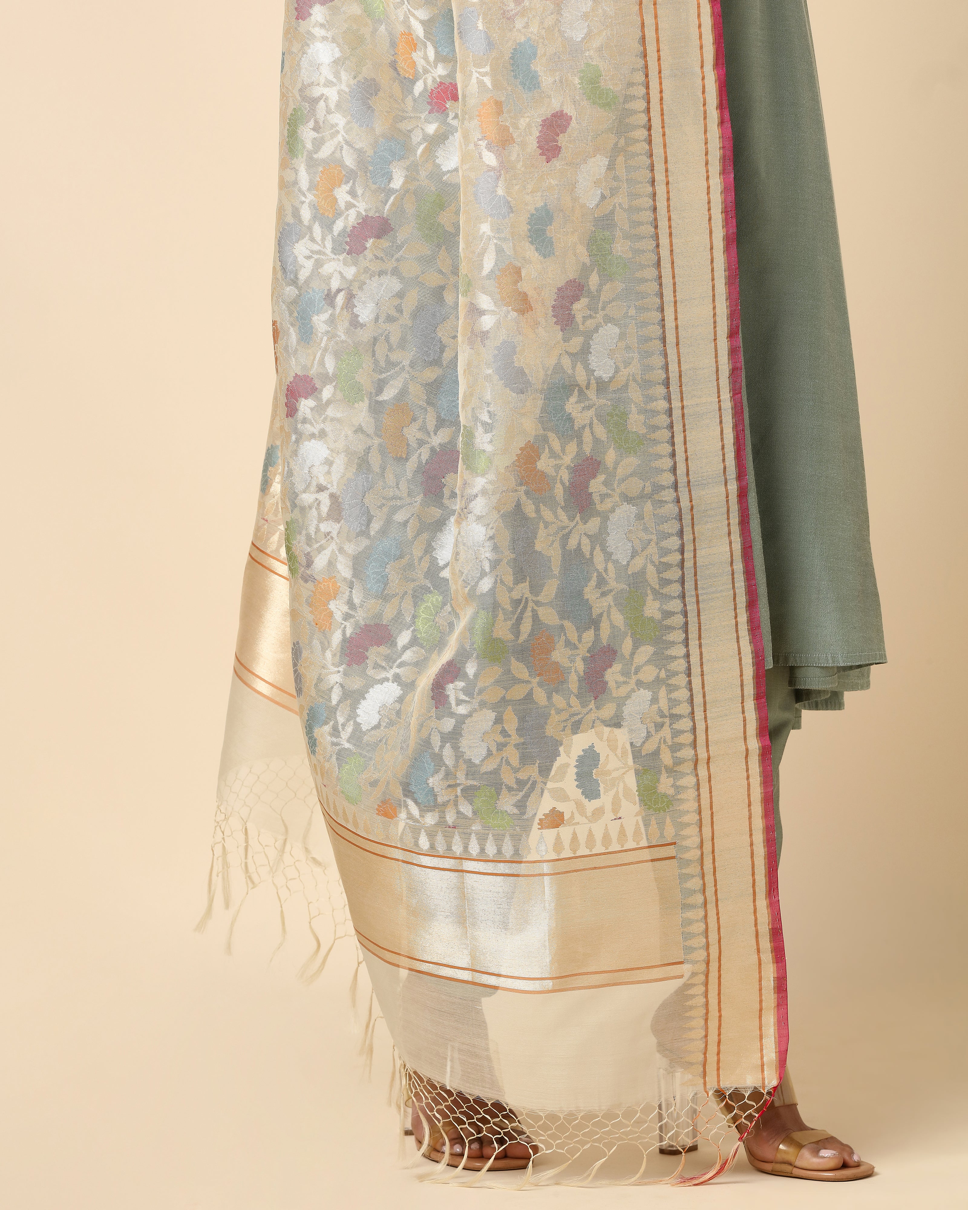 Ishank Jamdani Silk Cotton Dupatta