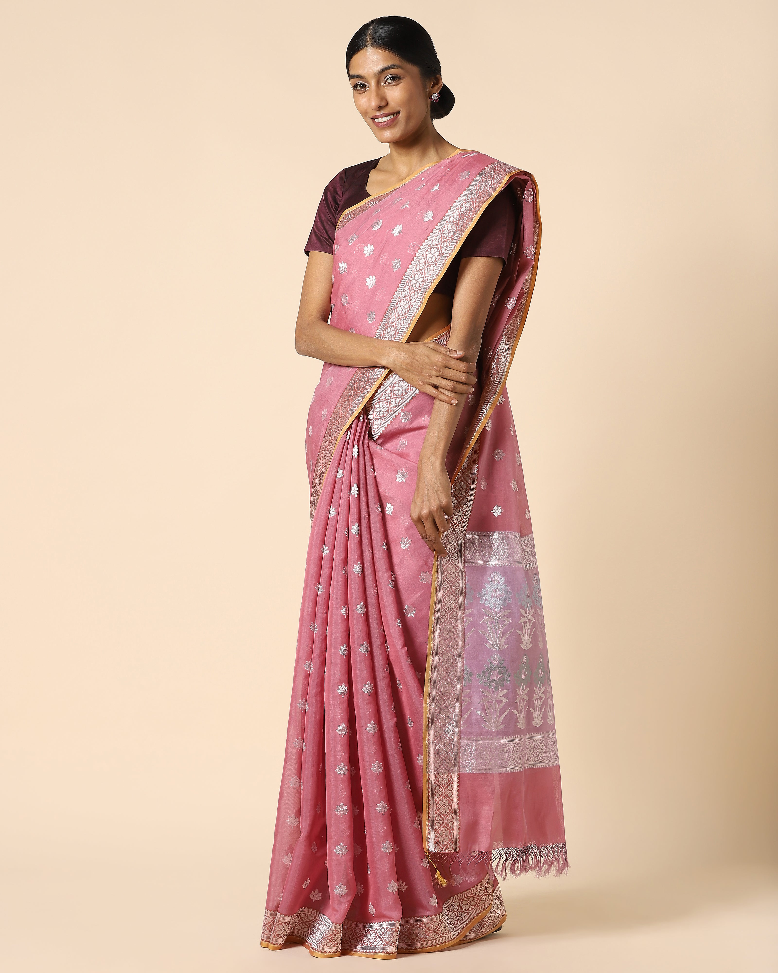 Chrysanta Cutwork Silk Cotton Saree