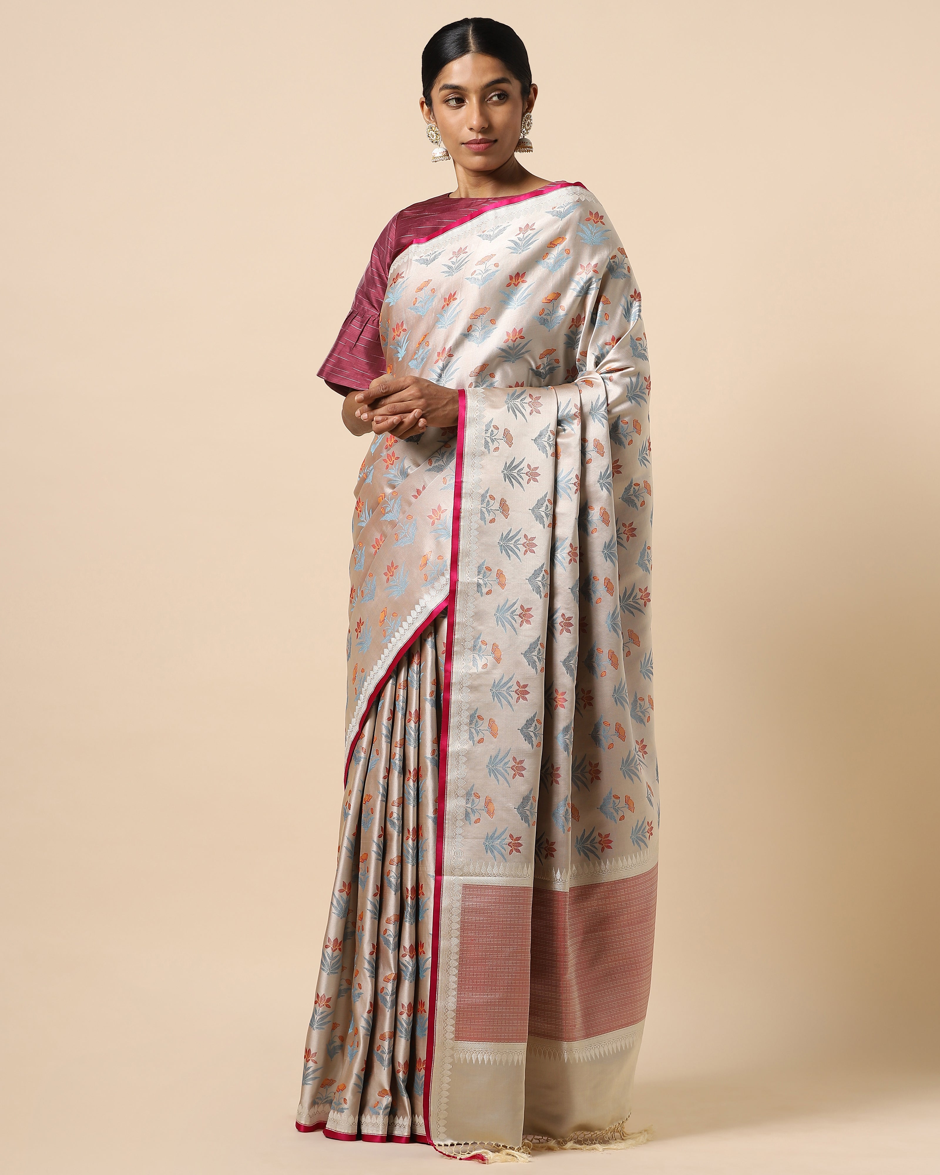 Juniper Tanchoi Silk Saree