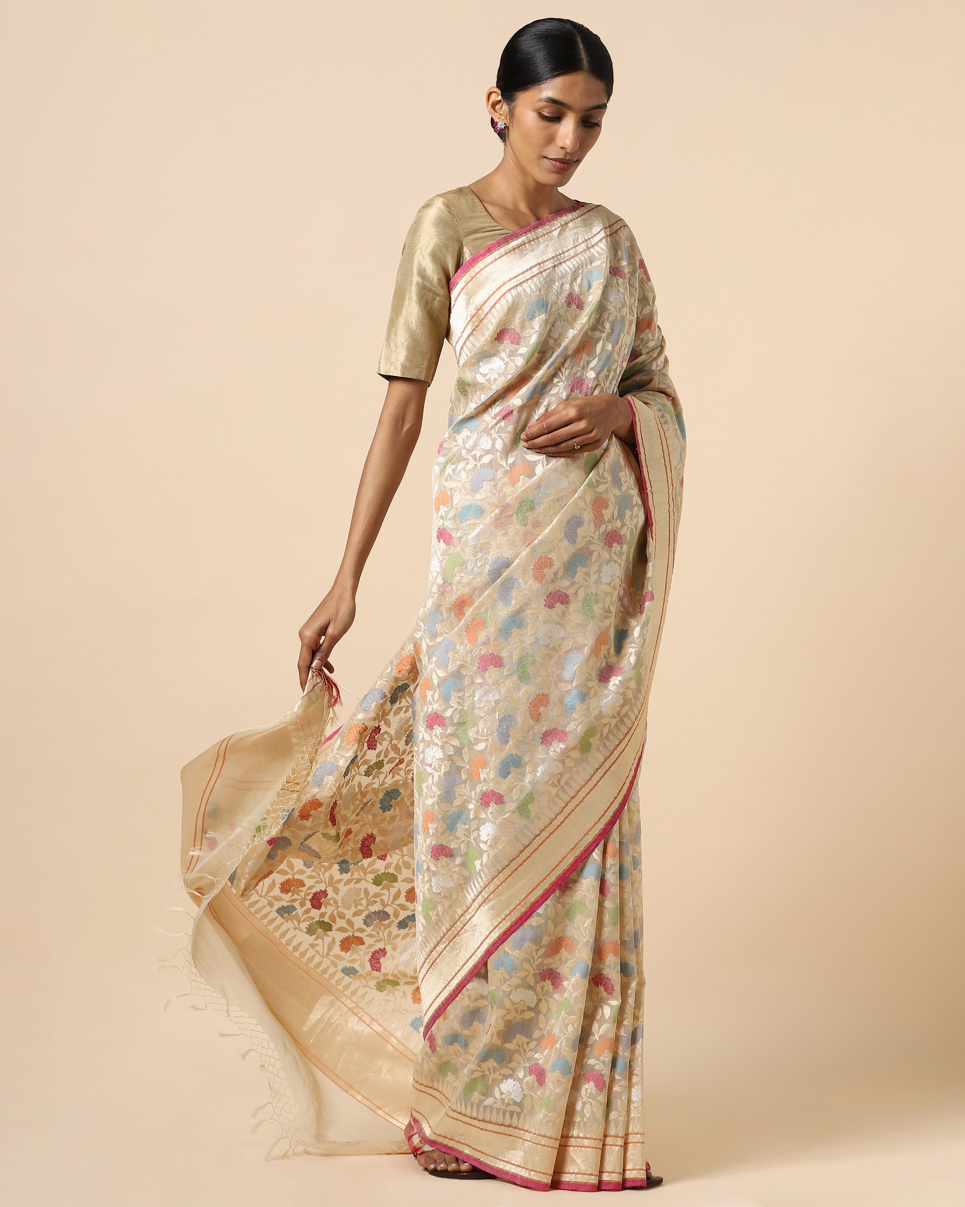 Ishank Jamdani Silk Cotton Saree