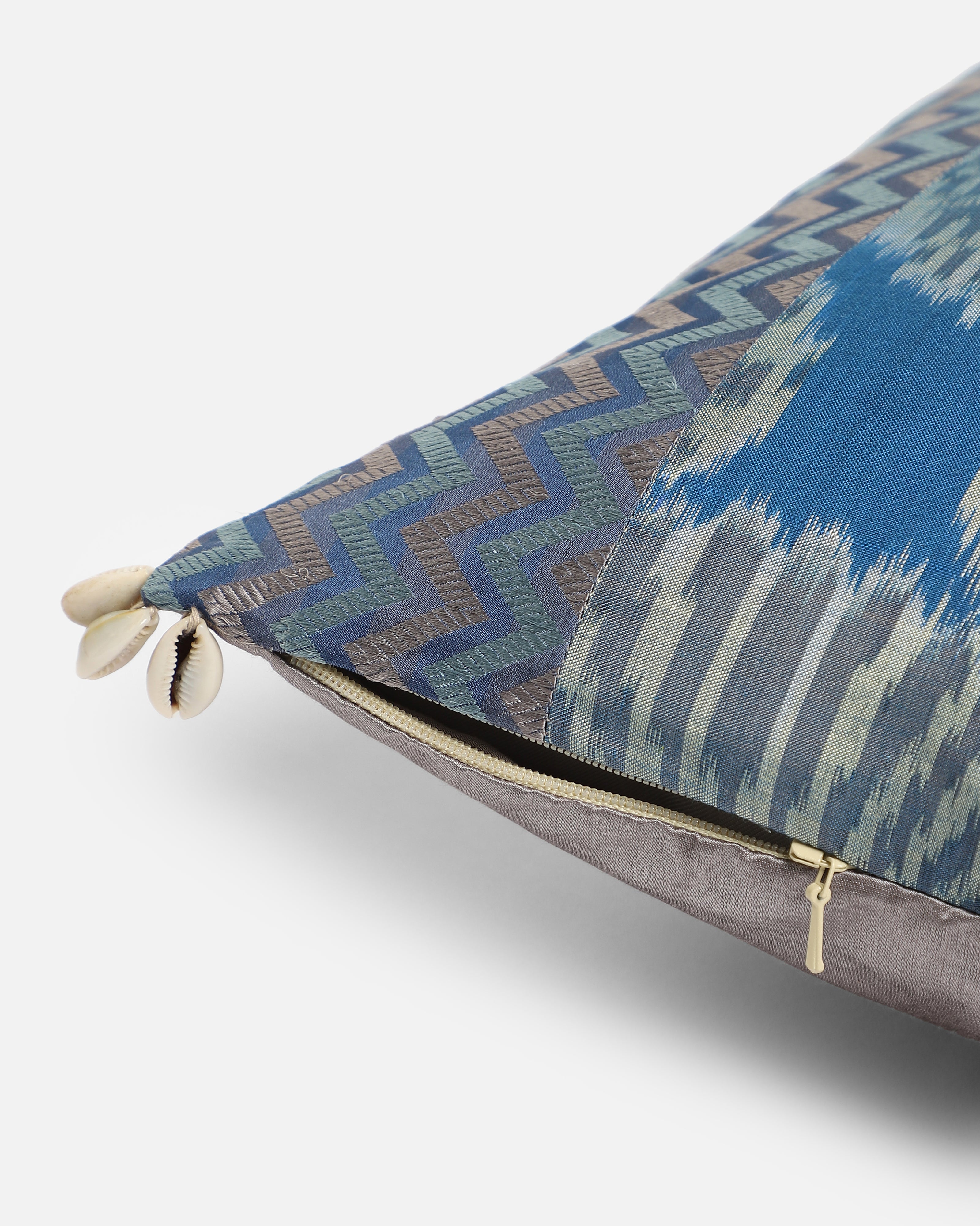 Naida Tal Weft Ikat Cotton Silk Cushion Cover