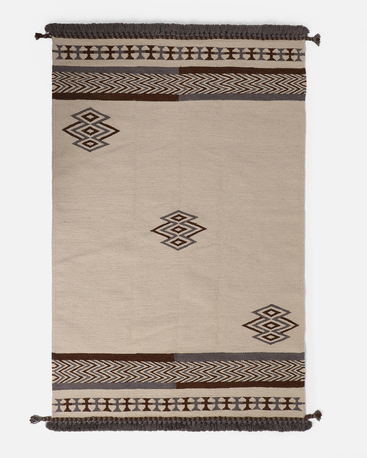 Rupea Extra Weft Cotton Wool Rug - Medium Beige