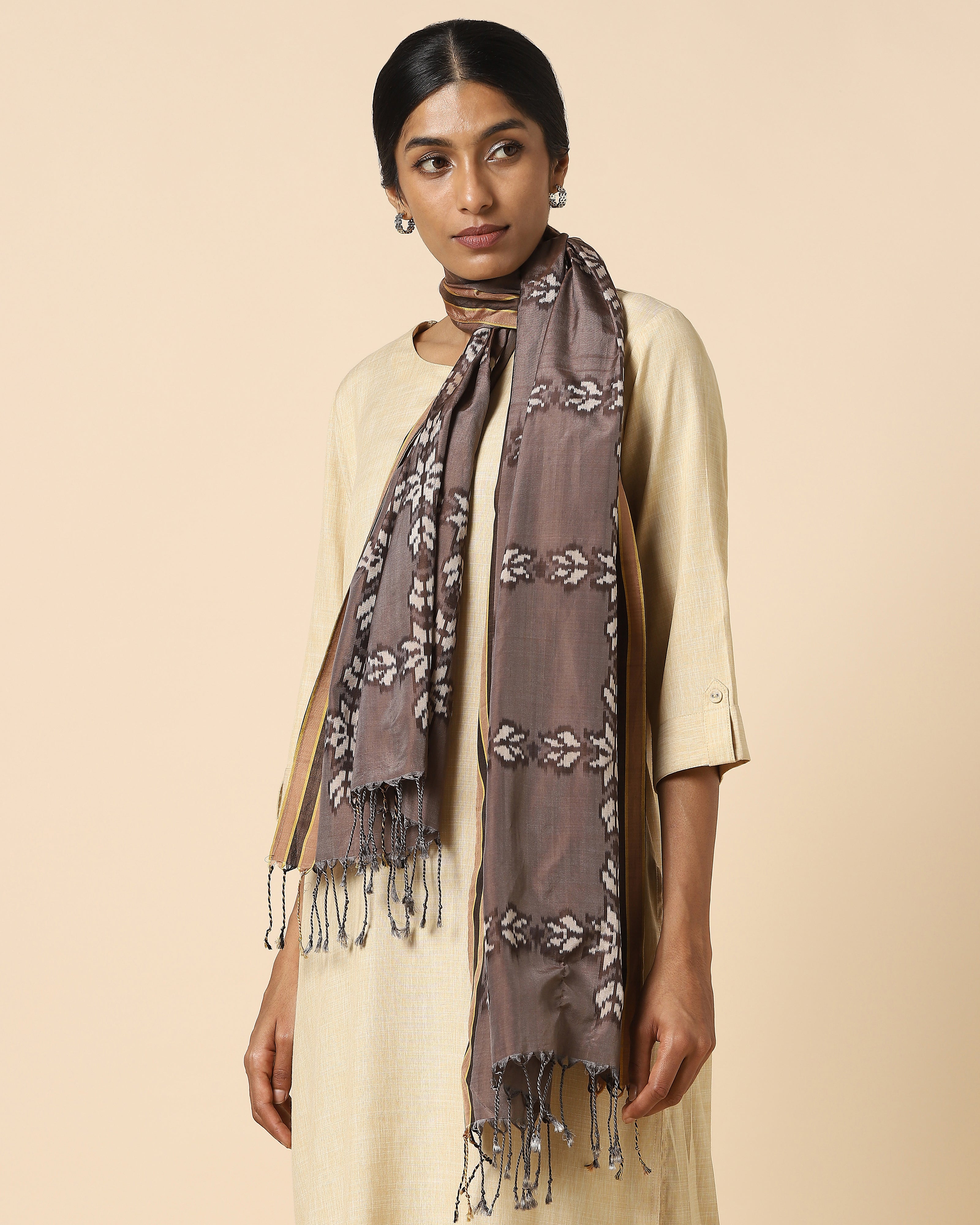 Marisa Warp Ikat Silk Cotton Stole