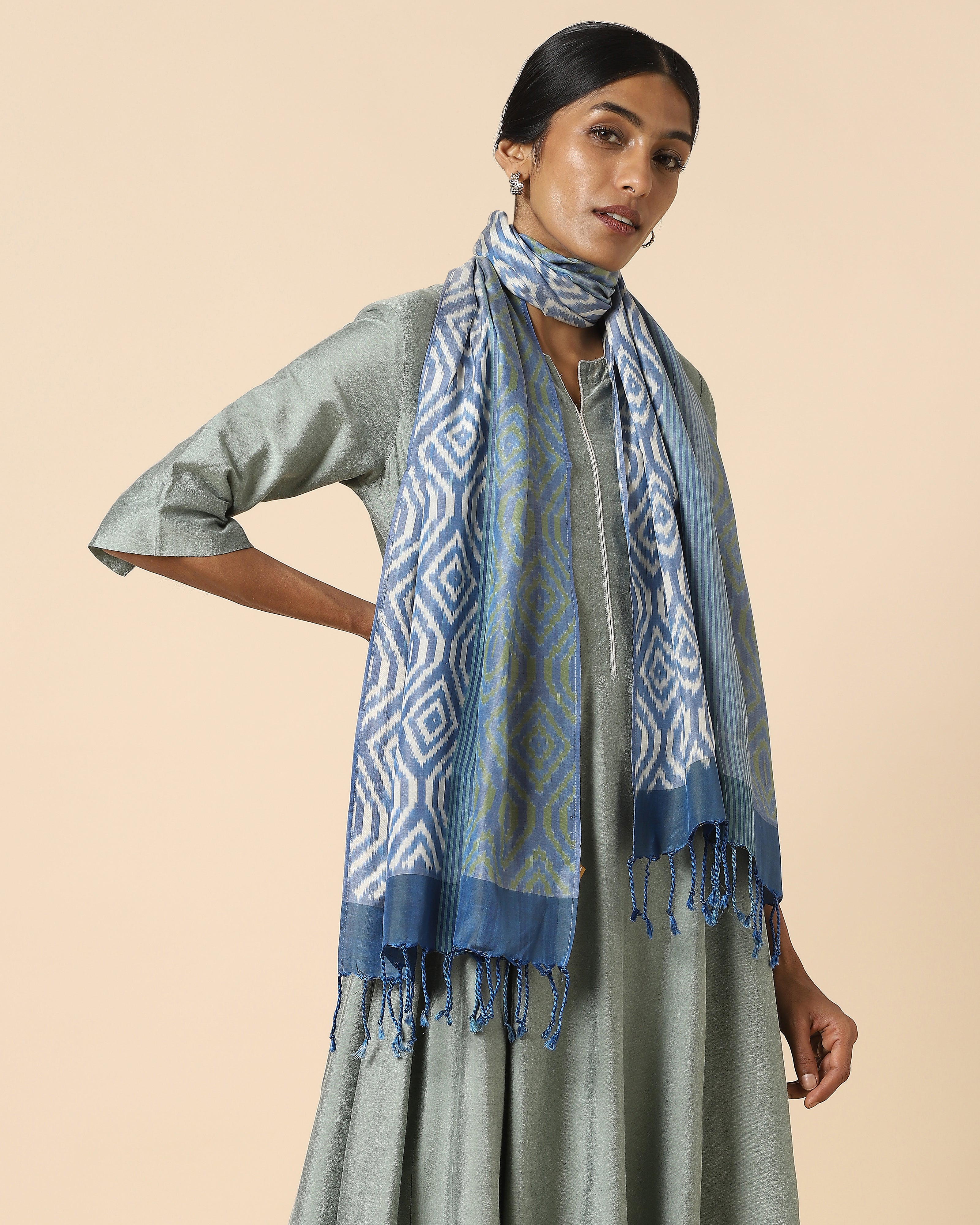 Anahita Warp Ikat Silk Cotton Stole