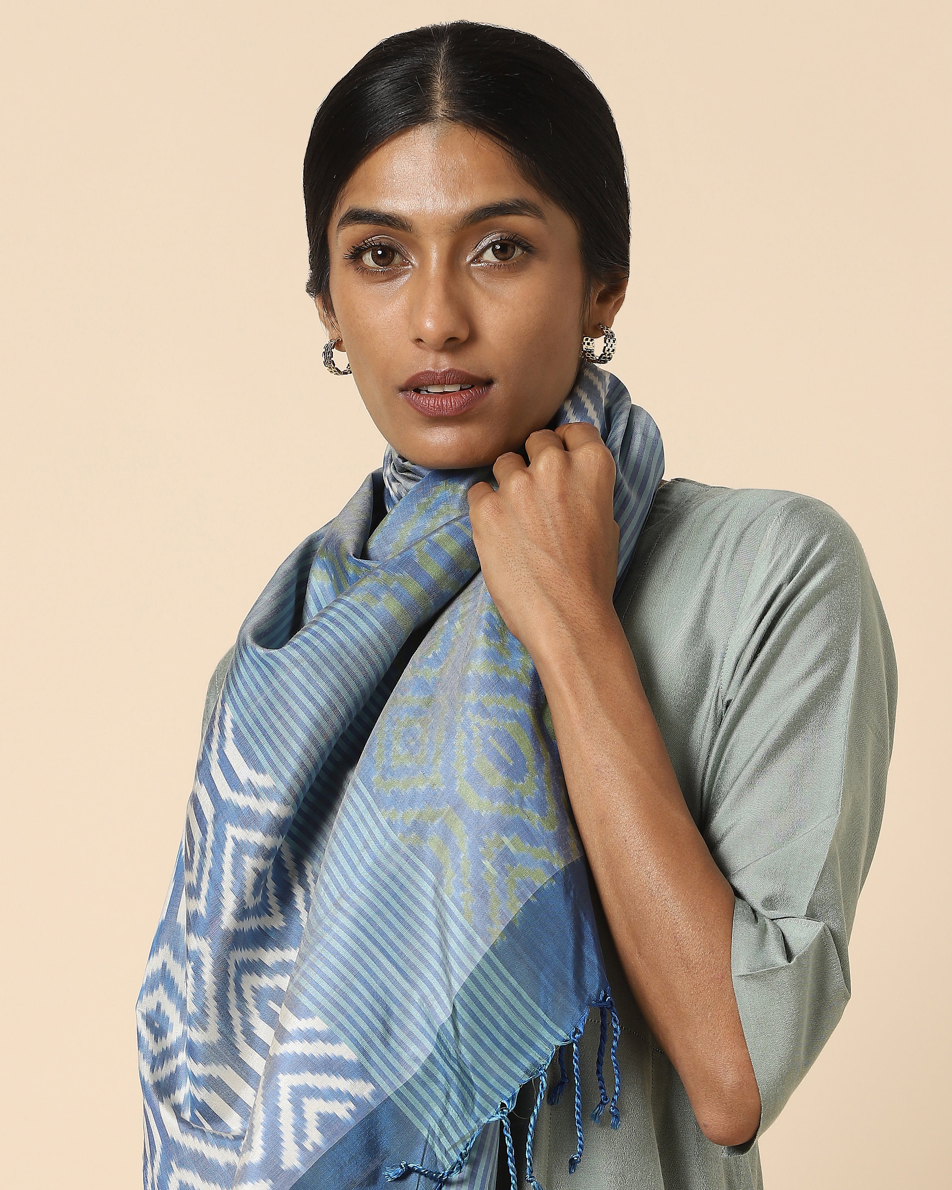 Anahita Warp Ikat Silk Cotton Stole