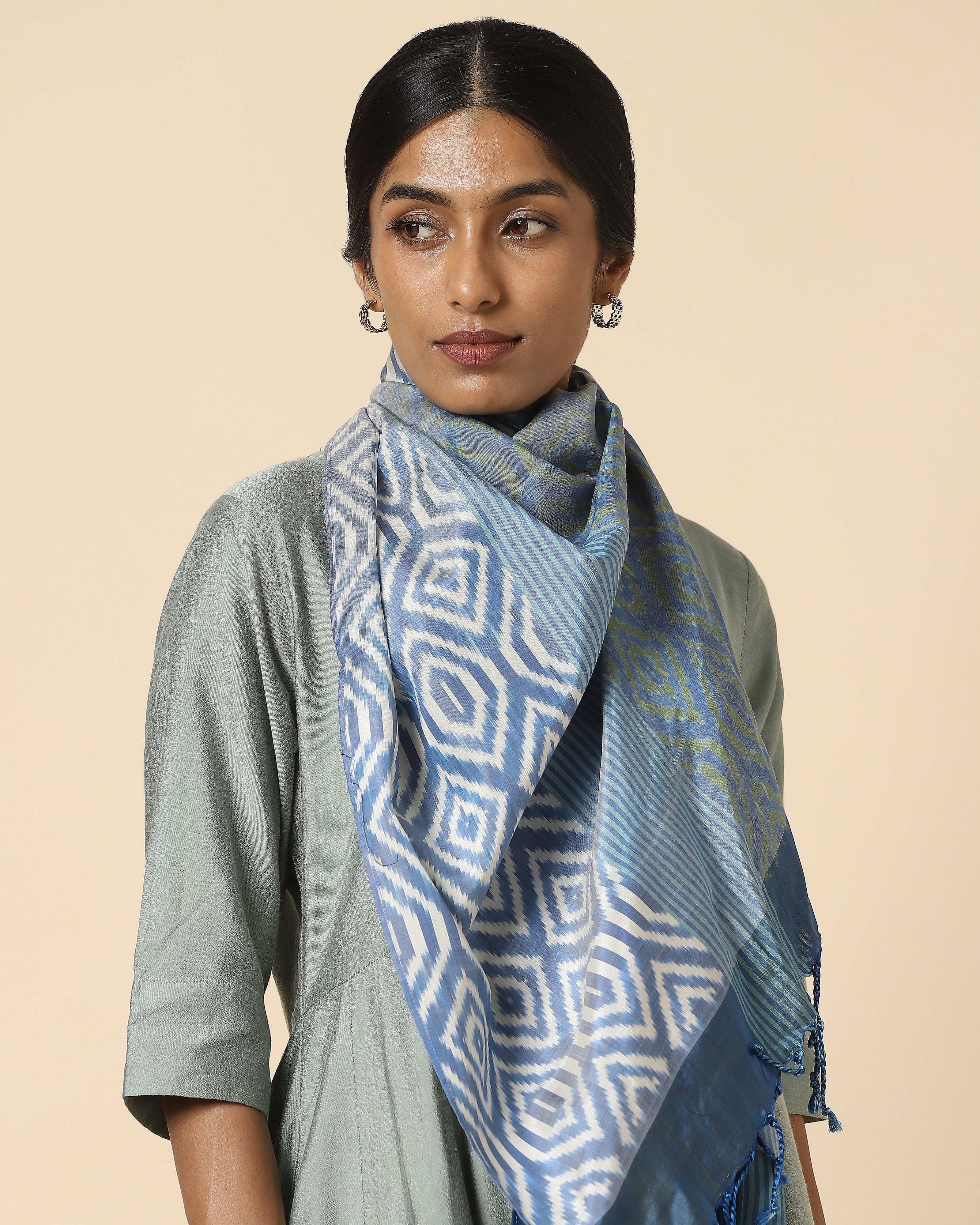 Anahita Warp Ikat Silk Cotton Stole