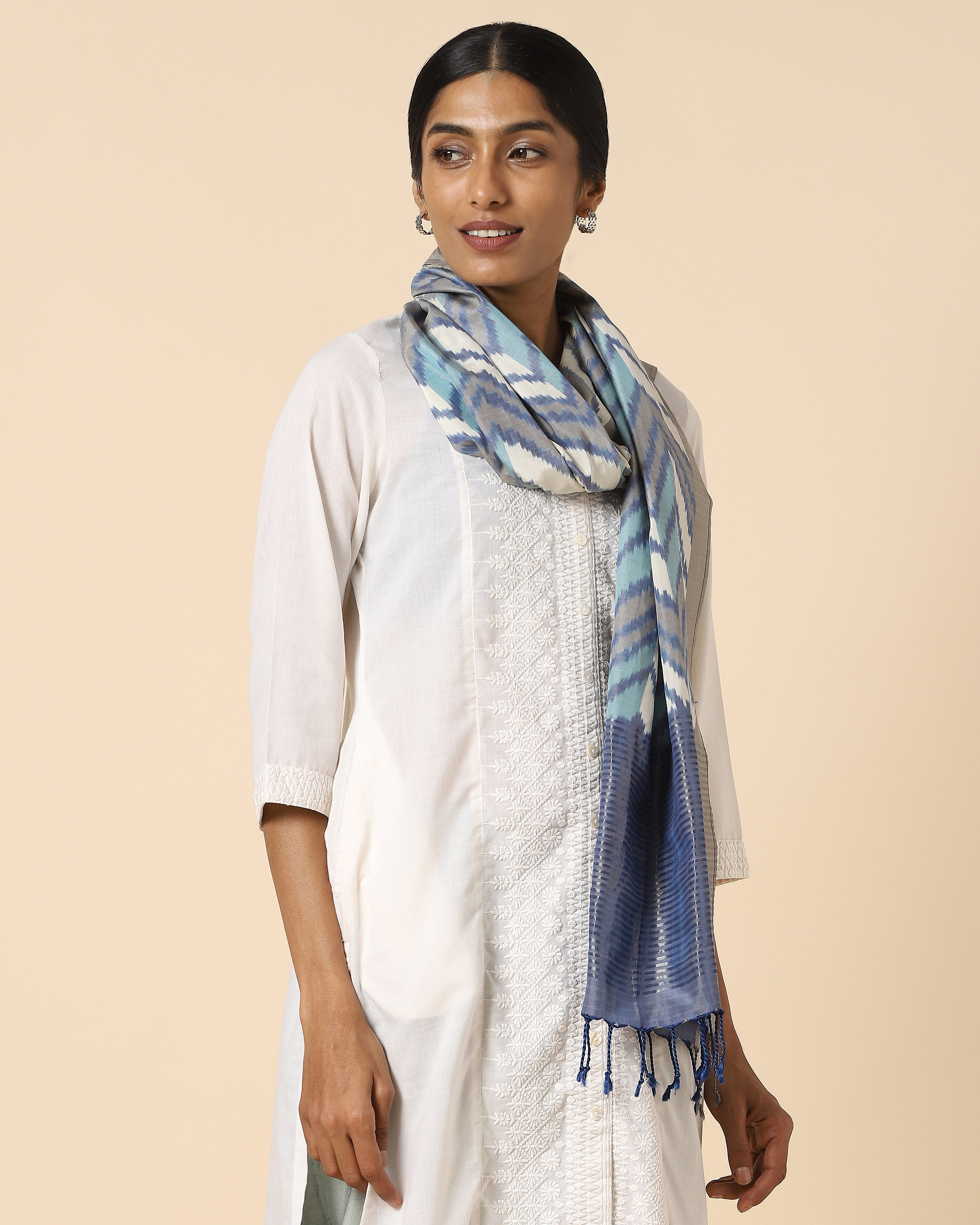 Brooke Warp Ikat Silk Cotton Stole