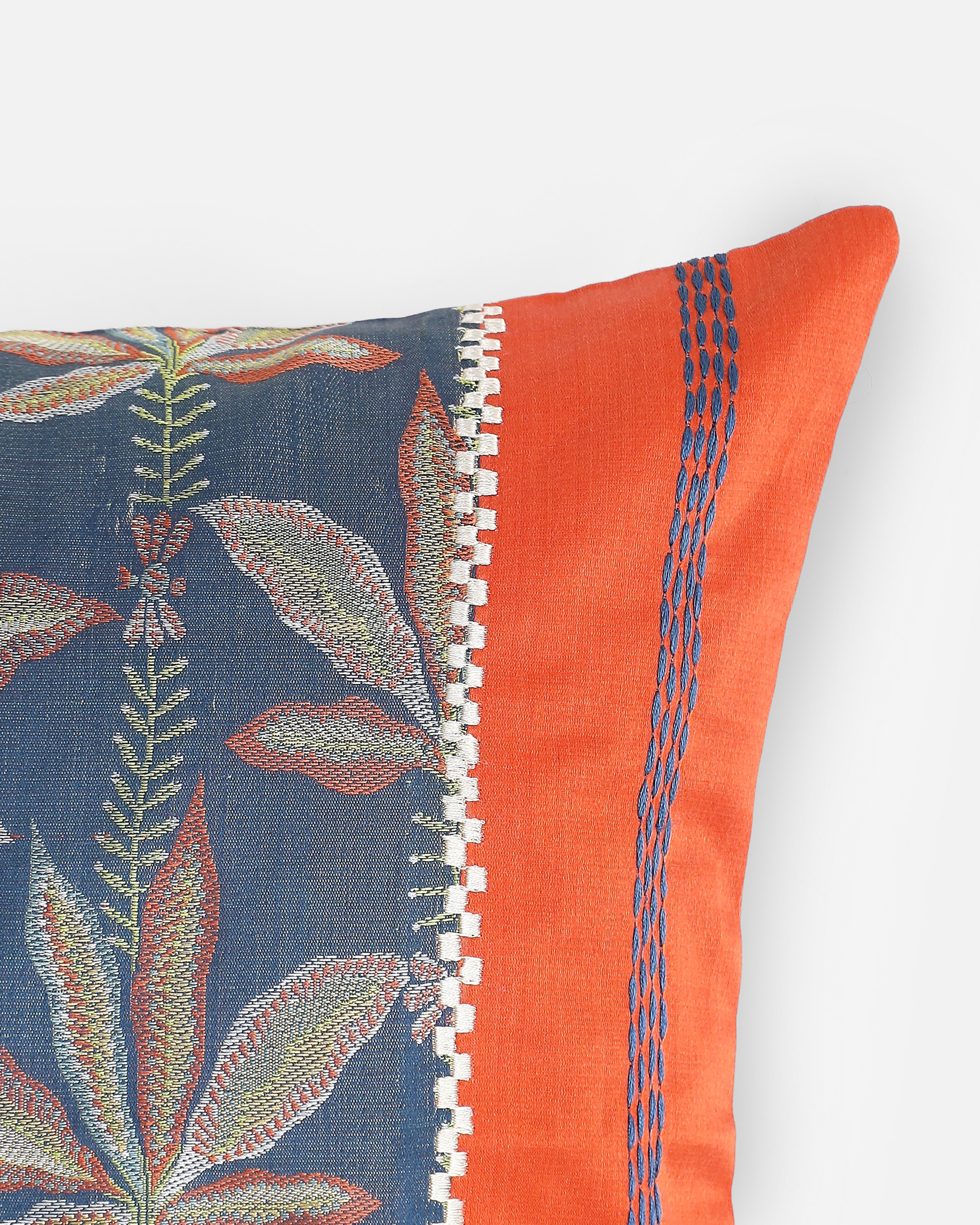 Palm Banarasi Tanchoi Silk Cushion Cover