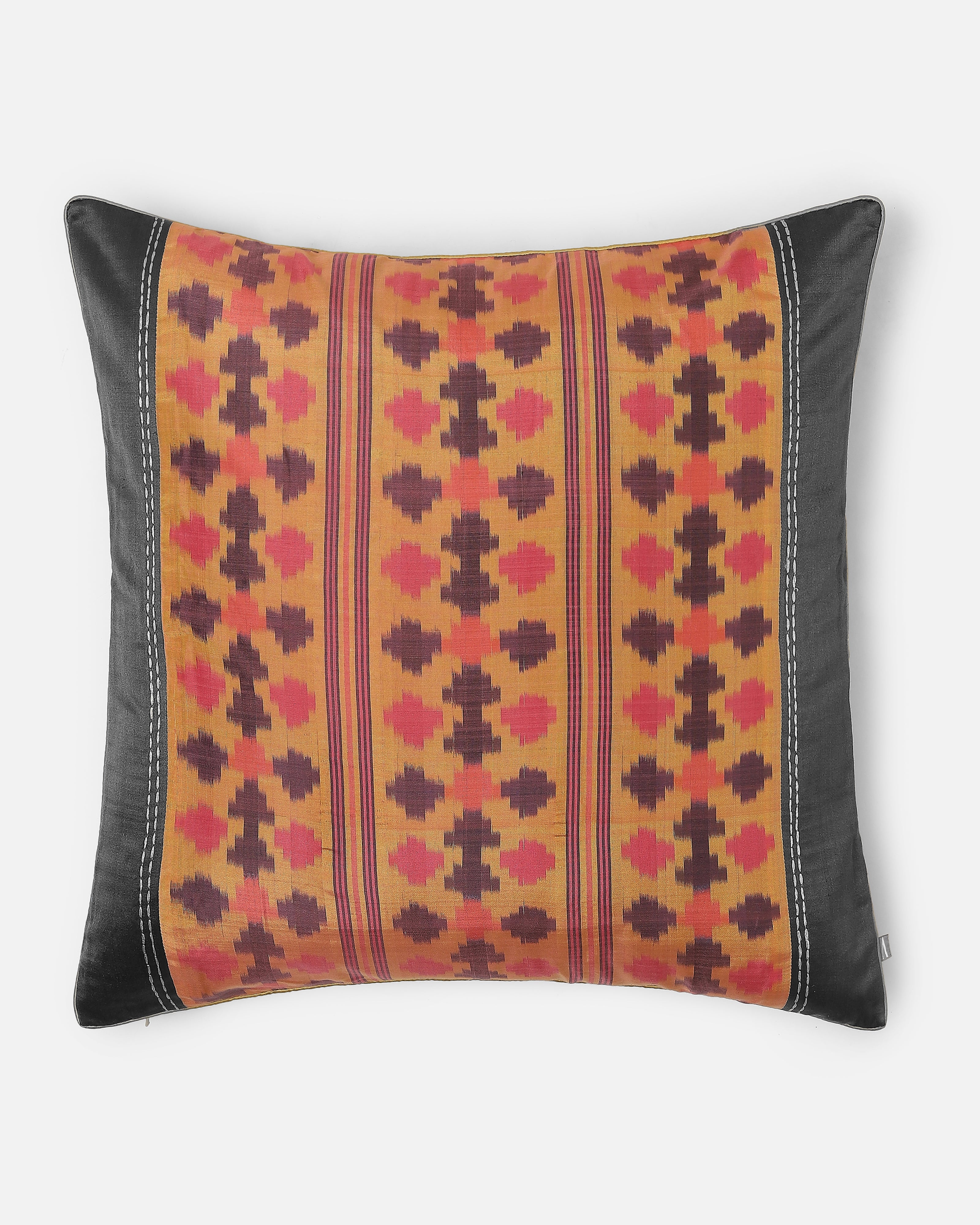 Yamu Pochampally Warp Ikat Silk Cotton Cushion Cover