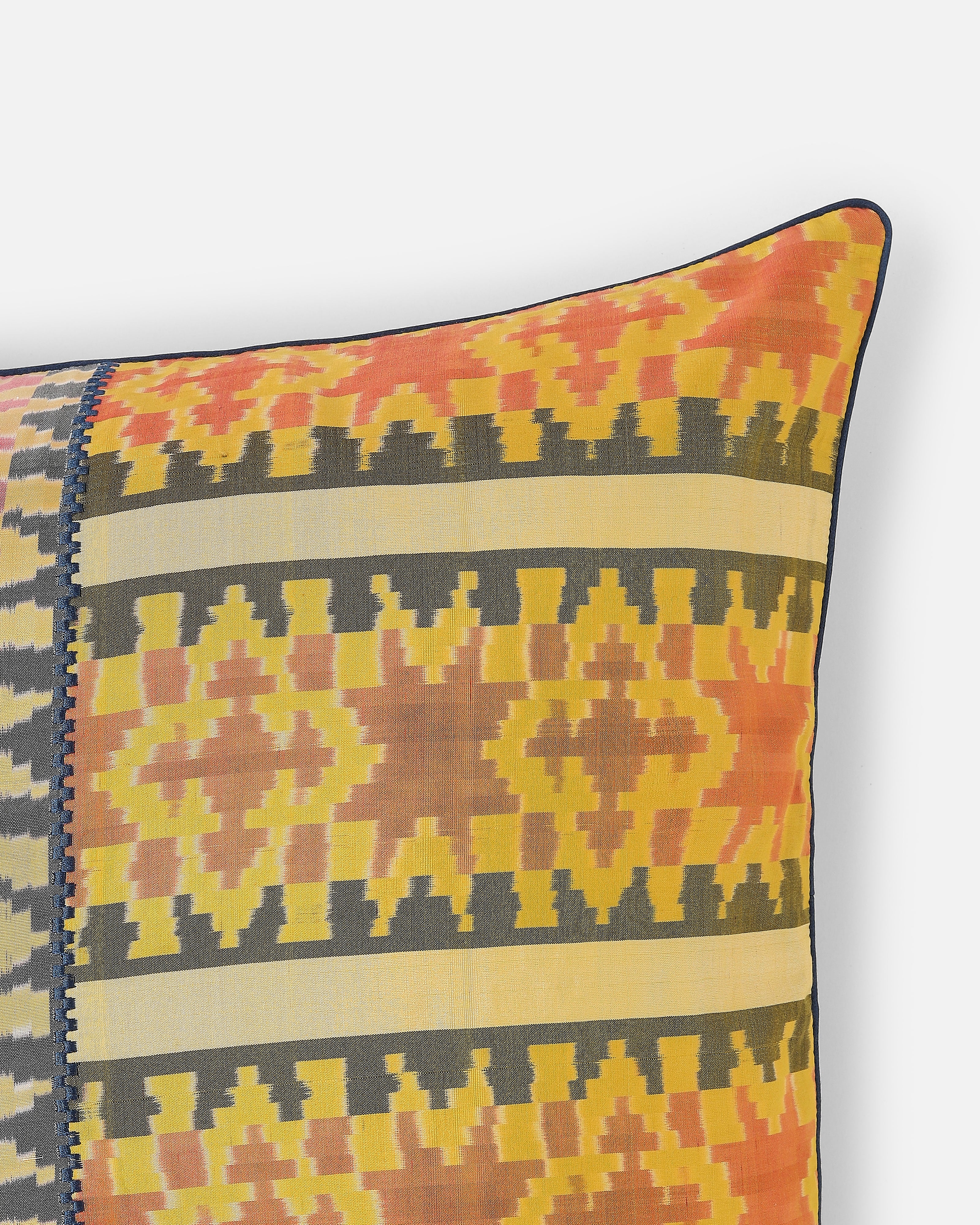 Kullu Pochampally Warp Ikat Silk Cotton Cushion Cover