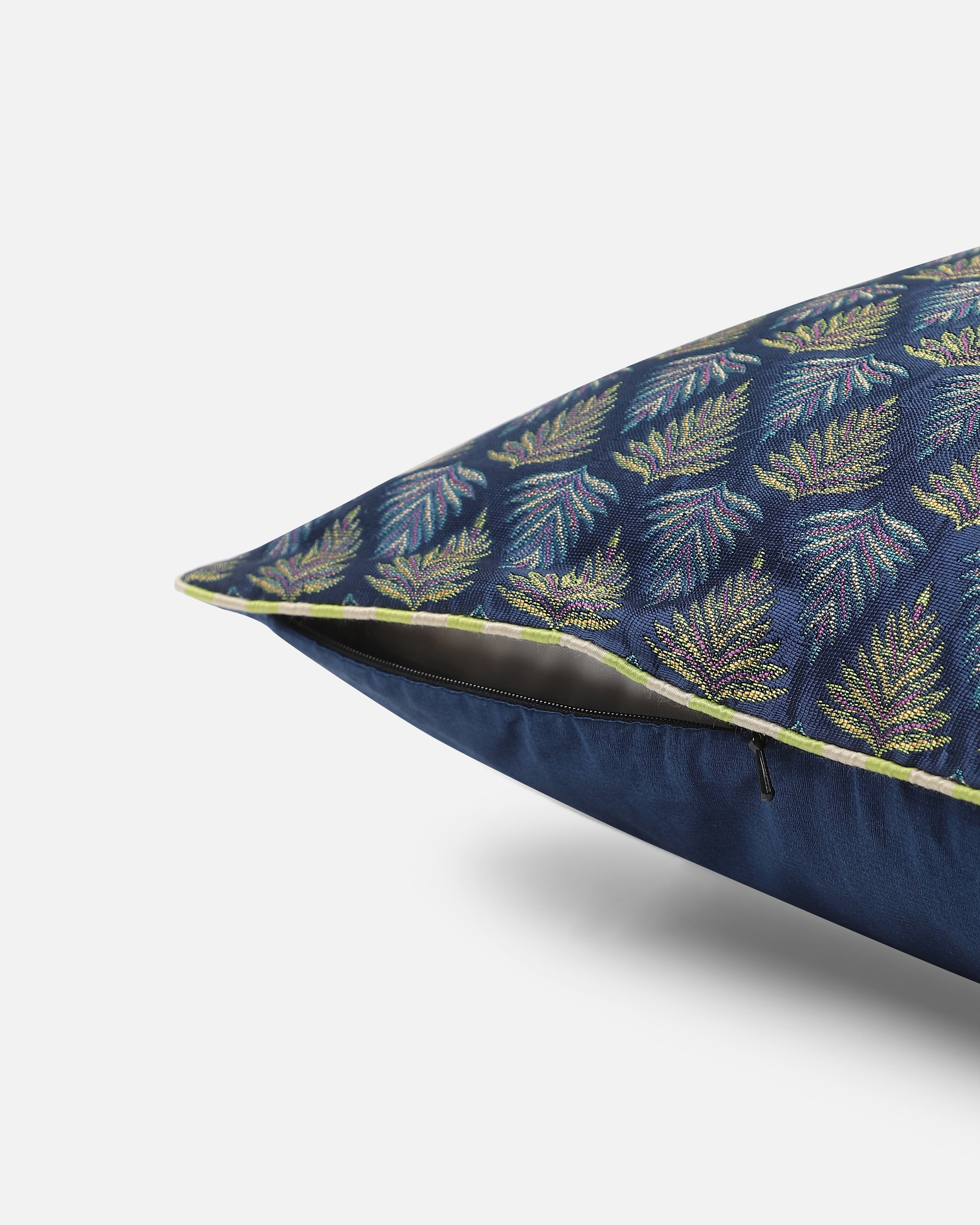 Hoja Banarasi Satin Brocade Silk Viscose Cushion Cover