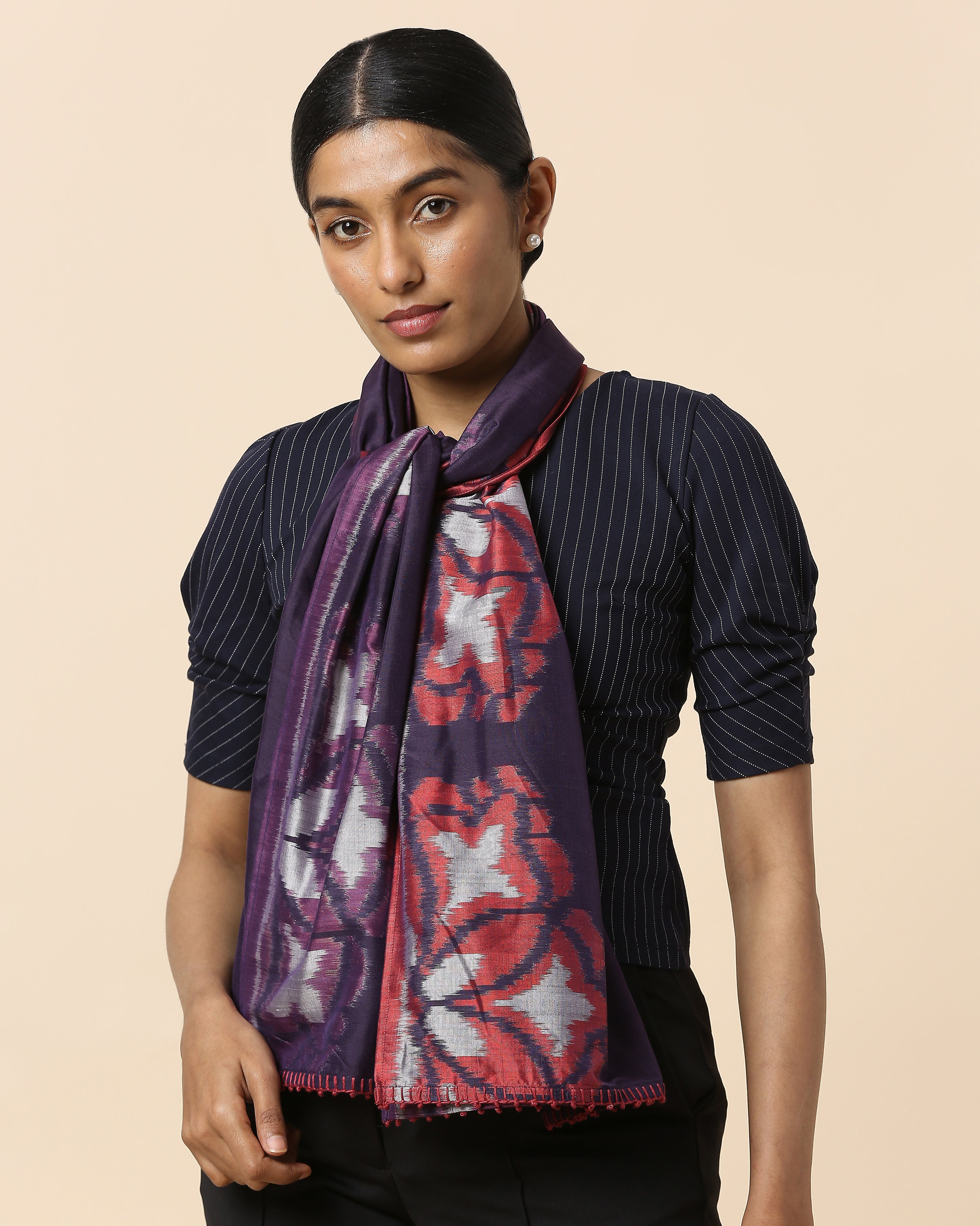 Jourdain Pochampally Weft Ikat Cotton Silk Stole