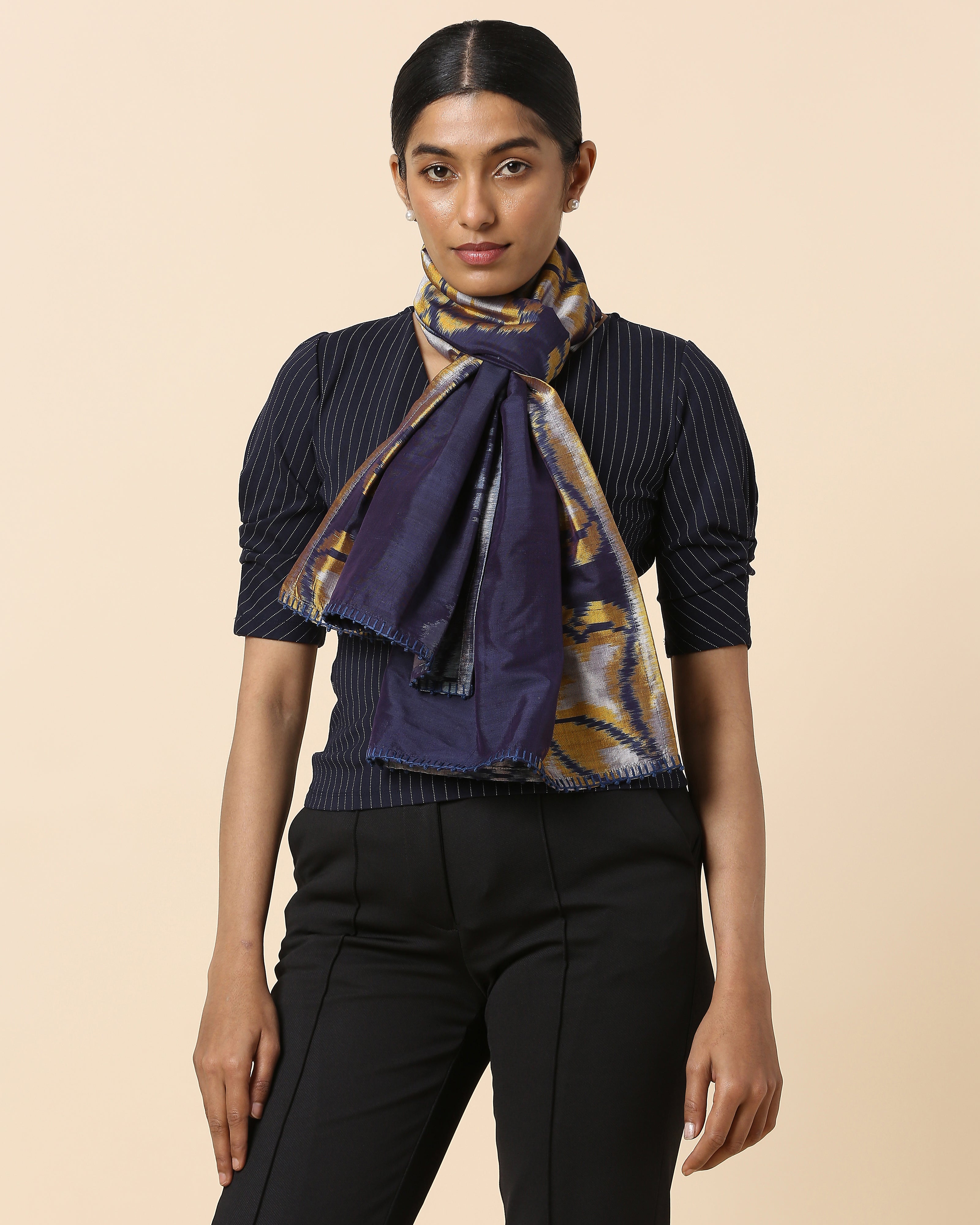 Jourdain Pochampally Weft Ikat Cotton Silk Stole