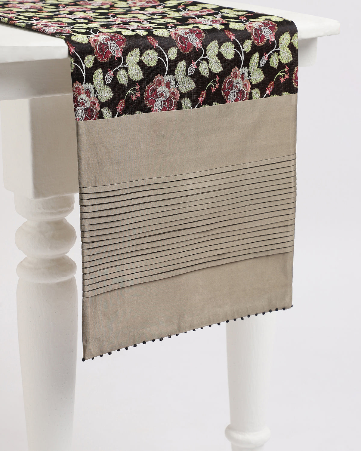 Buy Reve Tanchoi Dark Assorted Silk Table Runner | Aadyam