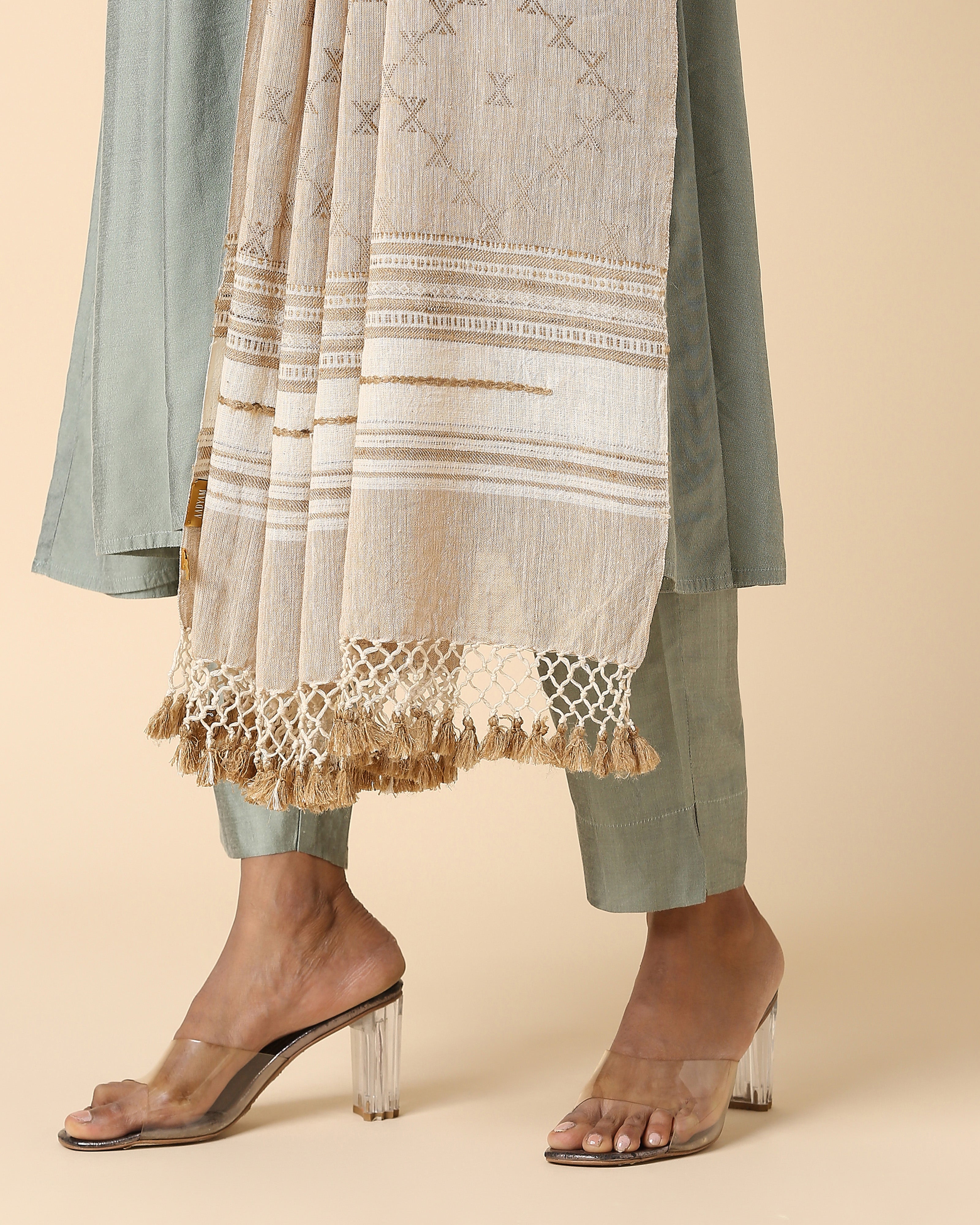 Panchita Bhujodi Extra Weft Brown Cotton Dupatta