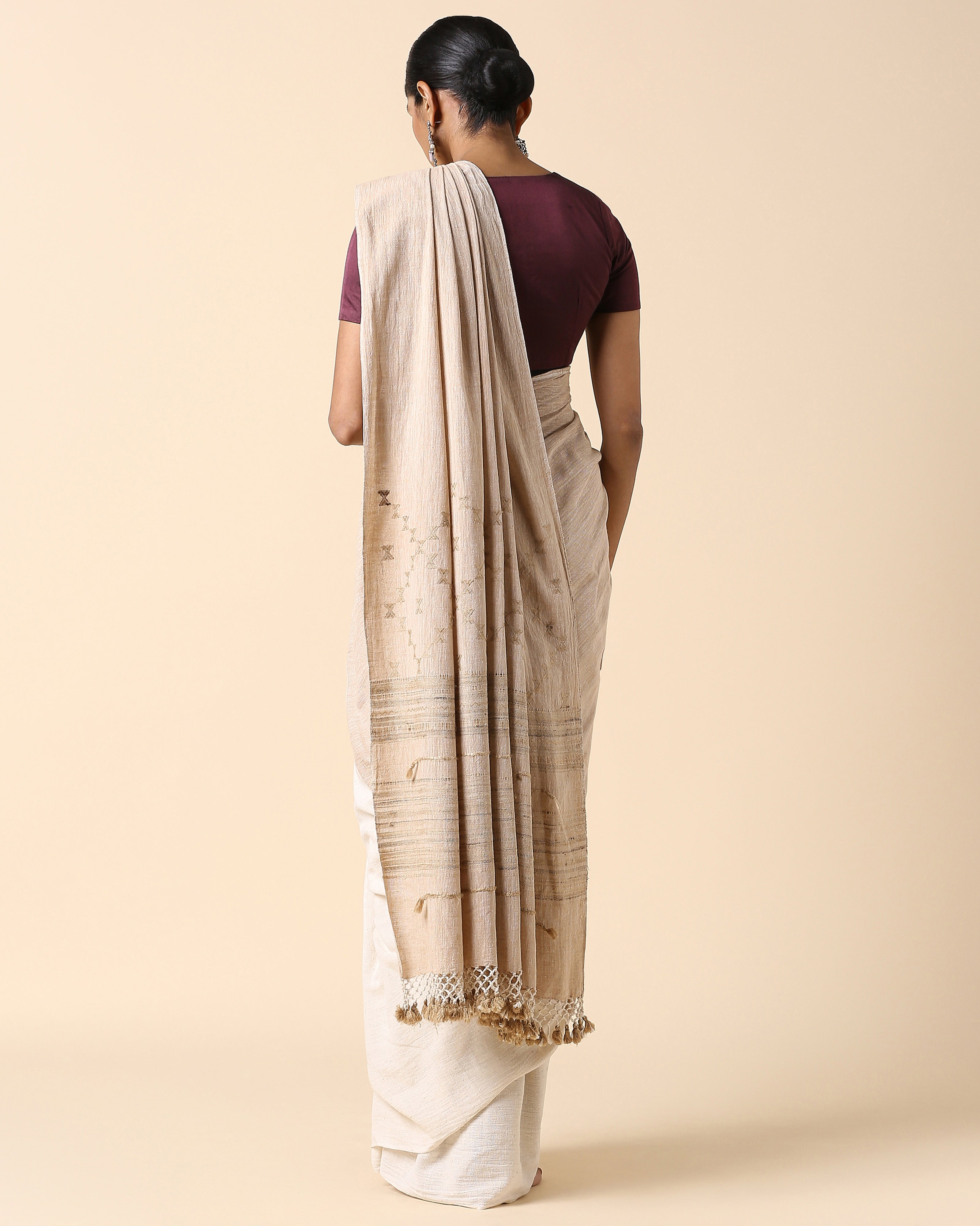 Panchita Bhujodi Extra Weft Brown Cotton Saree