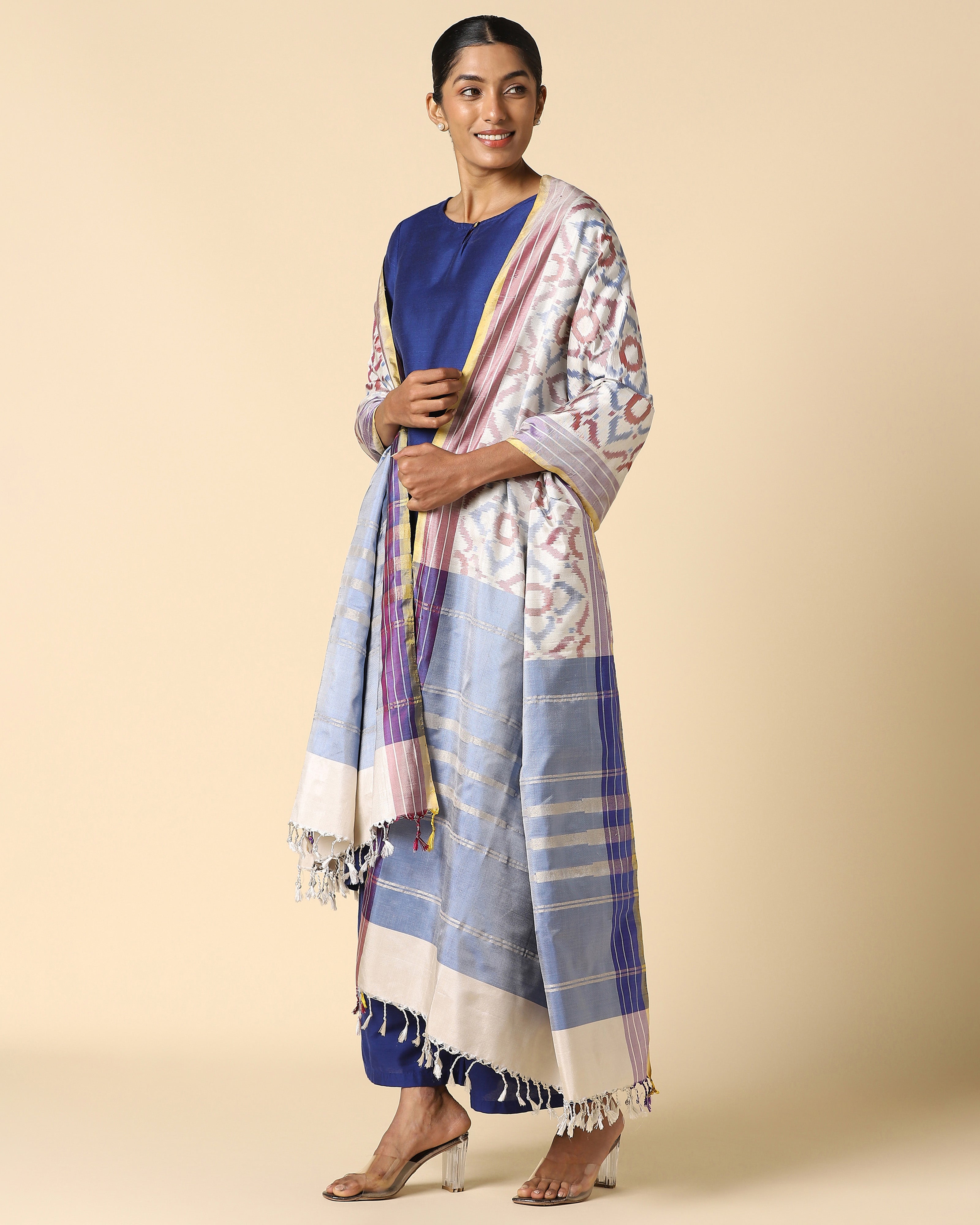 Layina Pochampally Weft Ikat Silk Dupatta