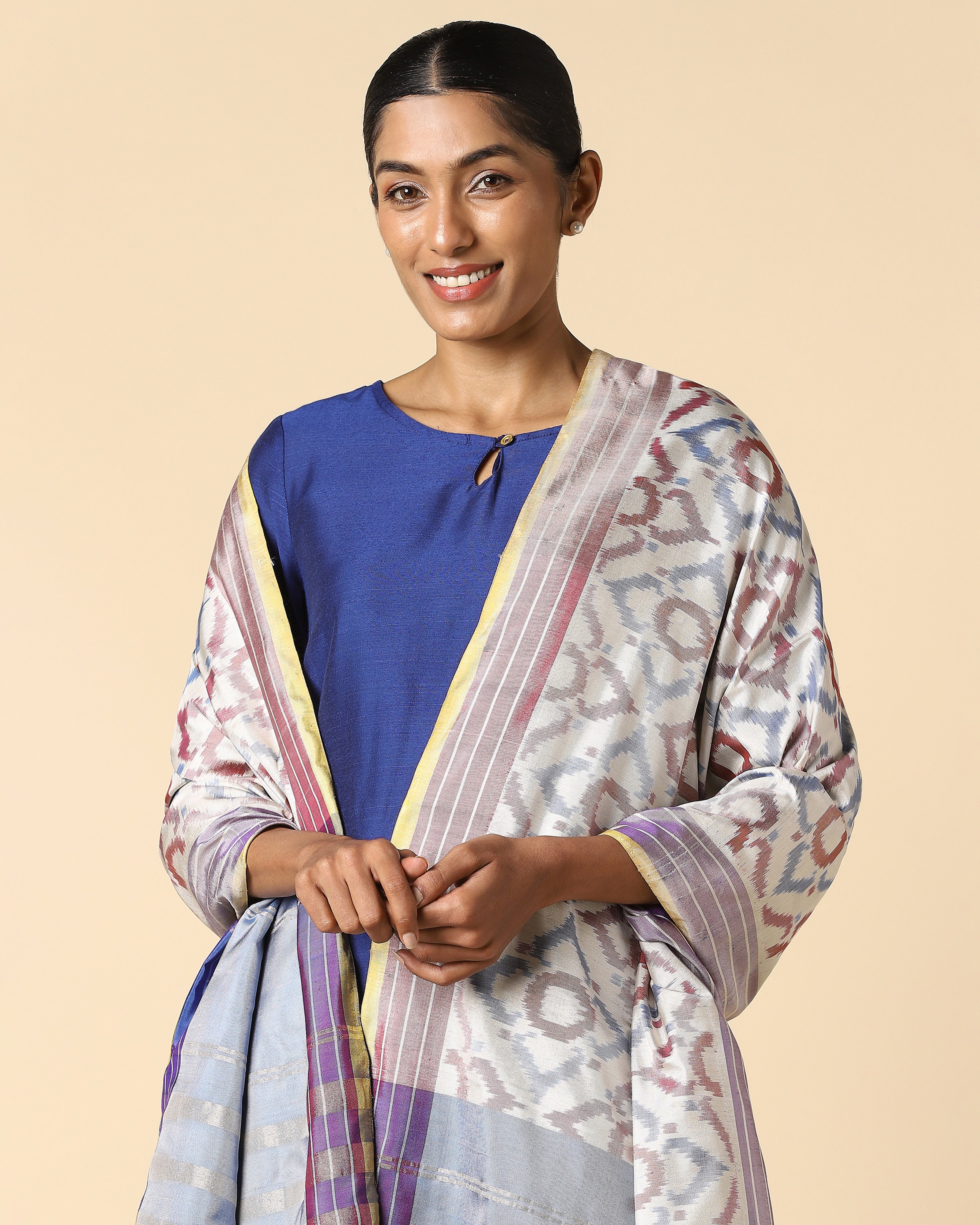 Layina Pochampally Weft Ikat Silk Dupatta