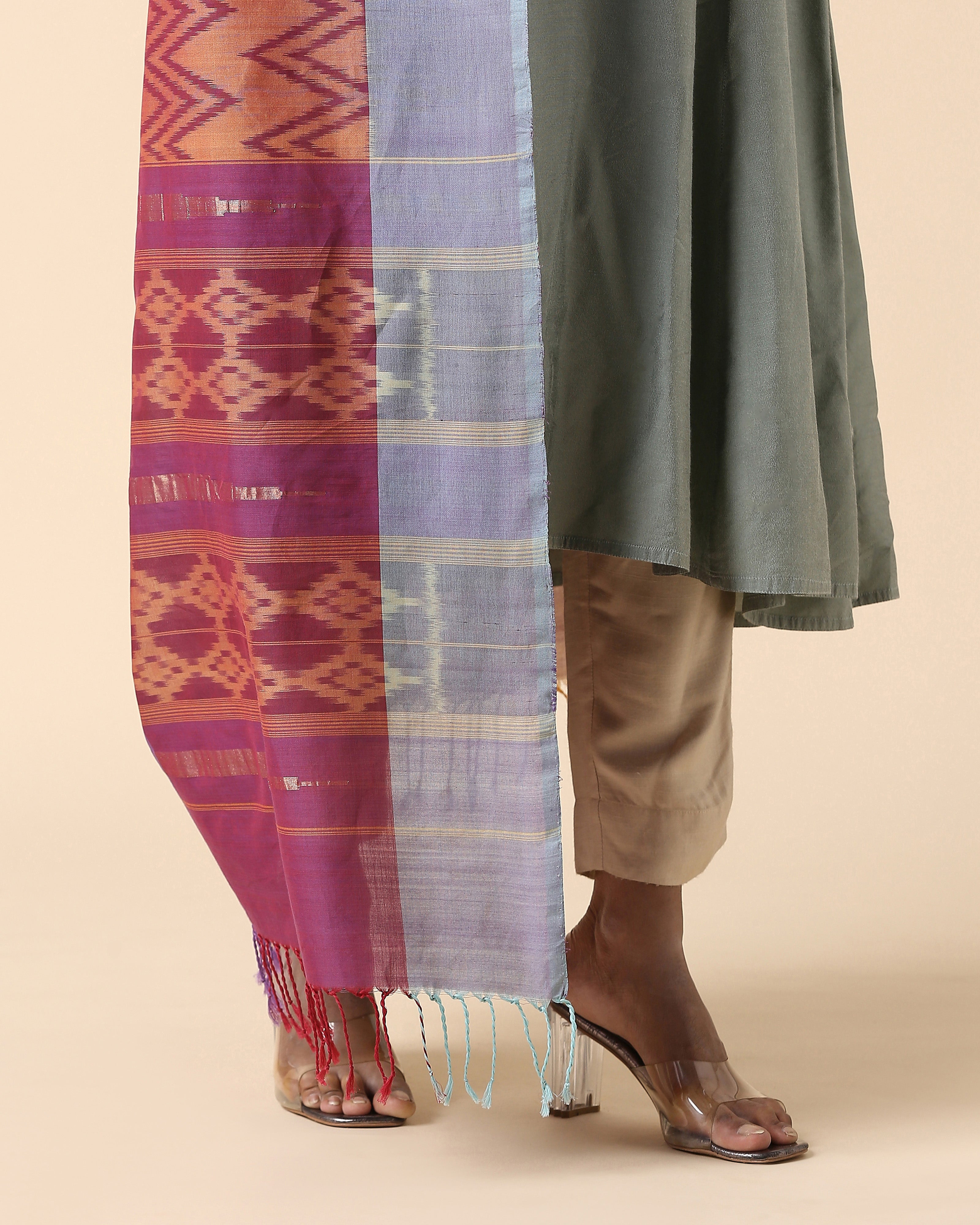 Shazfa Pochampally Weft Ikat Cotton Dupatta