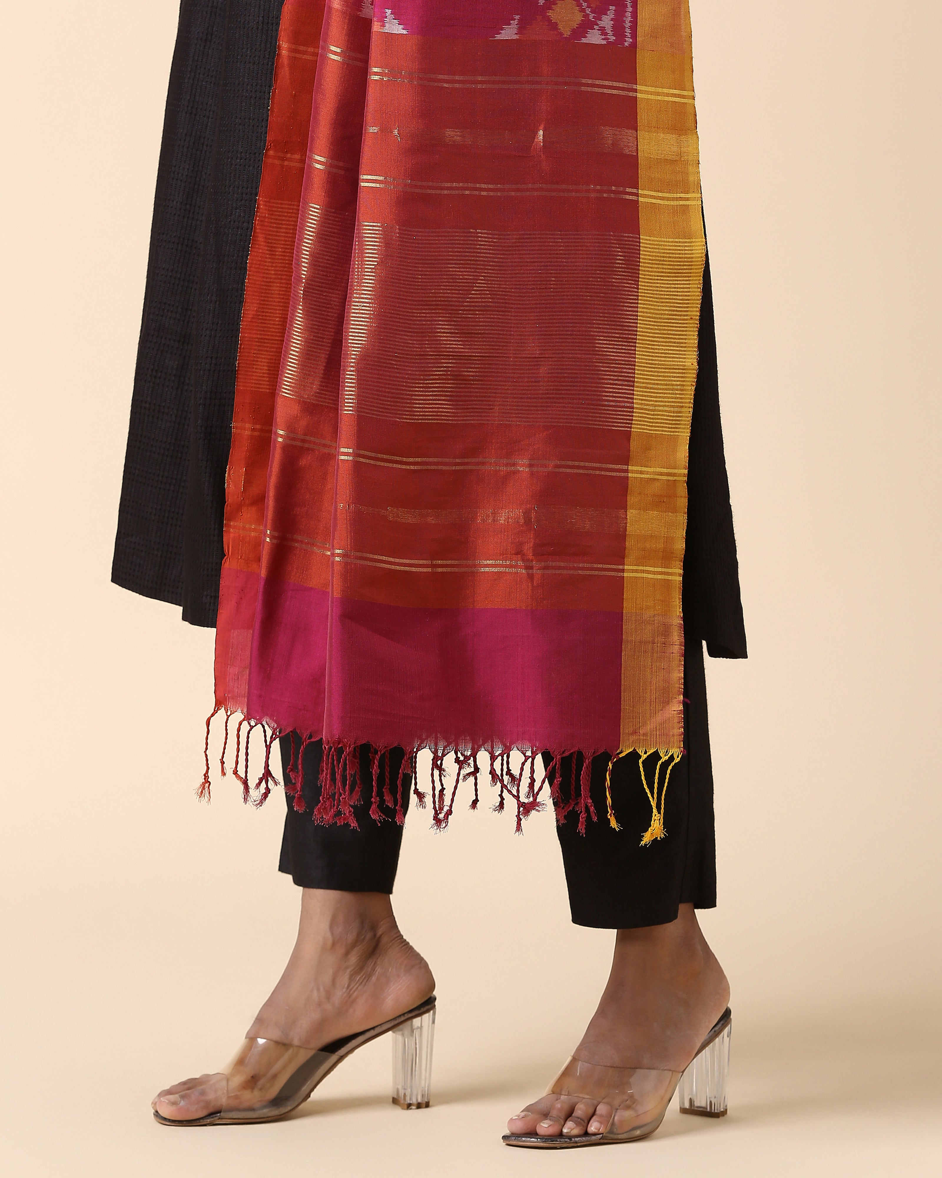 Nahara Pochampally Weft Ikat Cotton Silk Dupatta