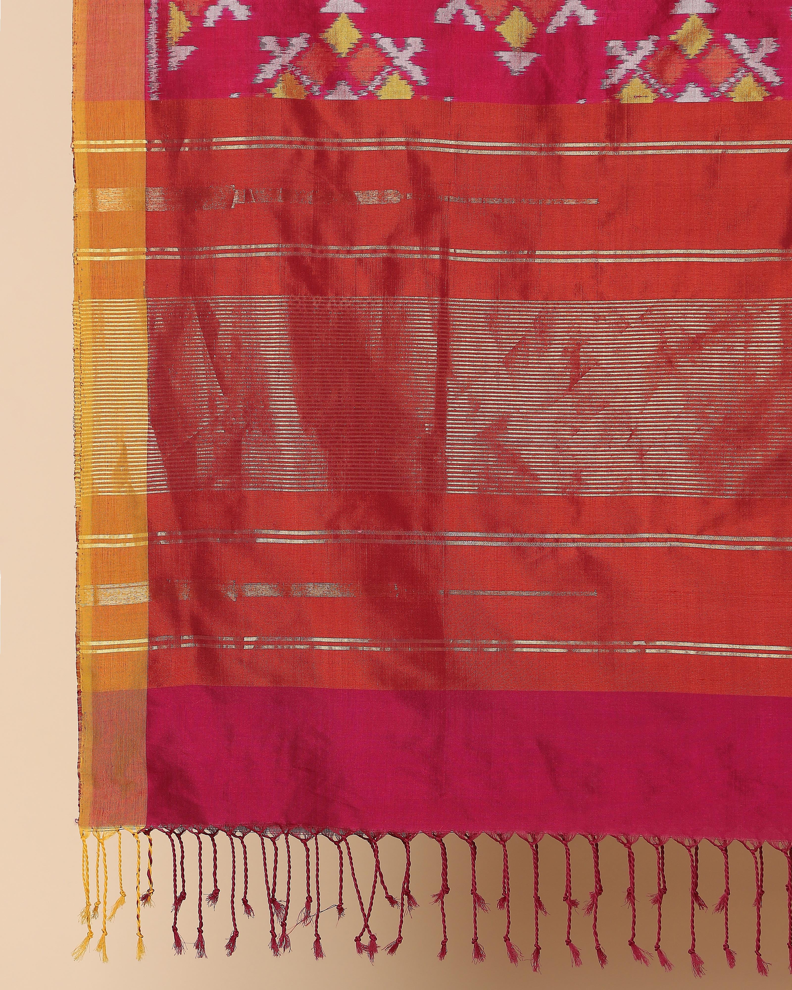 Nahara Pochampally Weft Ikat Cotton Silk Dupatta