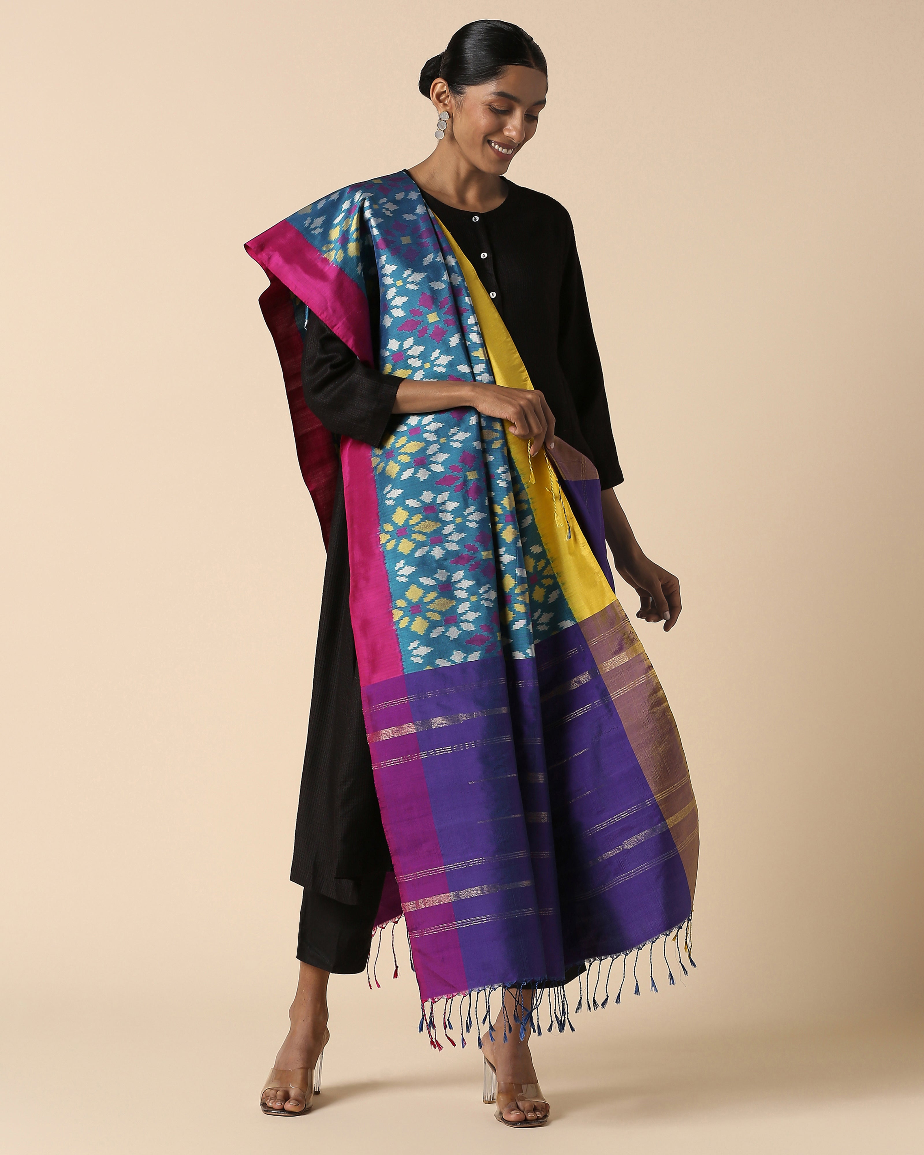 Quila Pochampally Weft Ikat Silk Dupatta