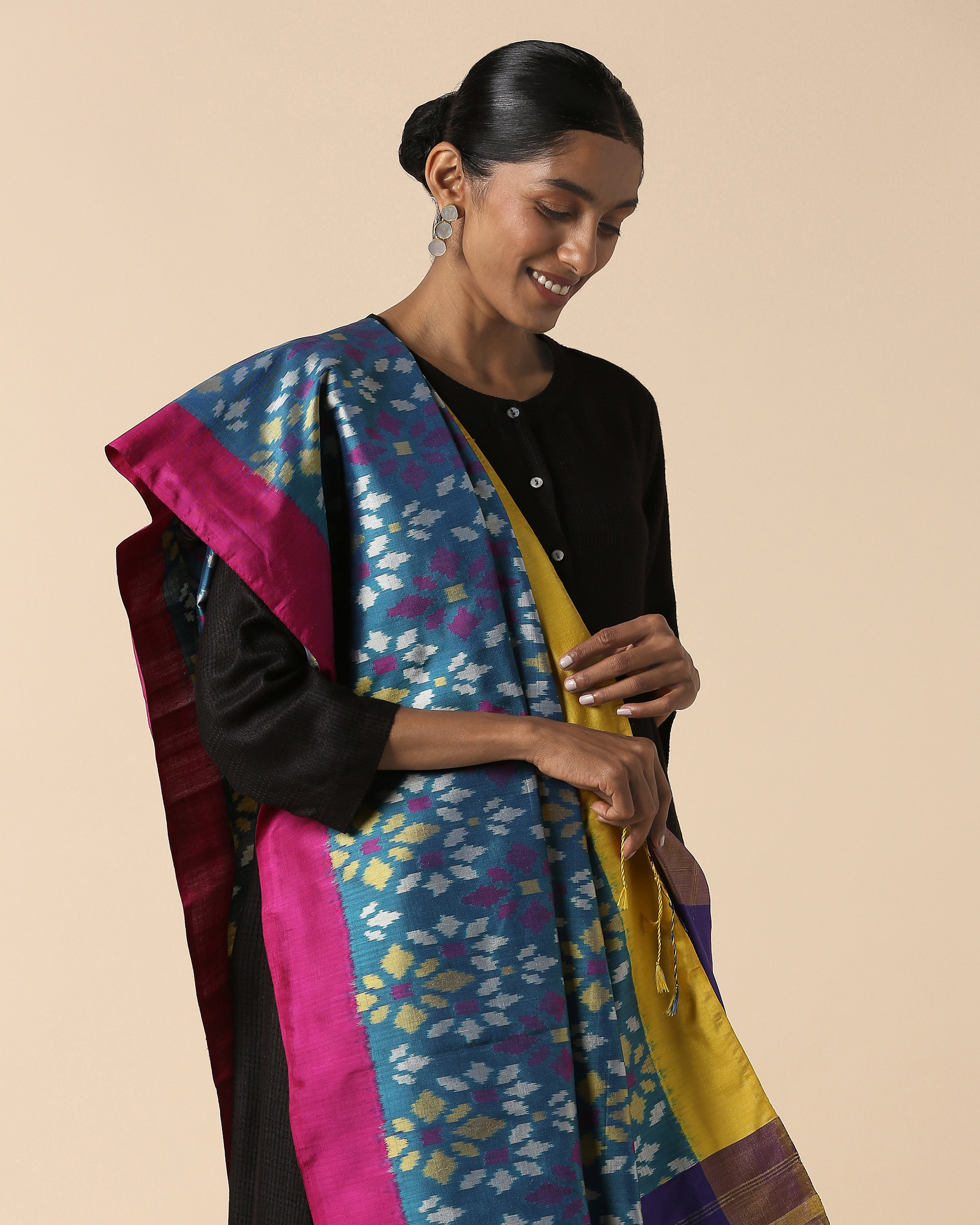 Quila Pochampally Weft Ikat Silk Dupatta