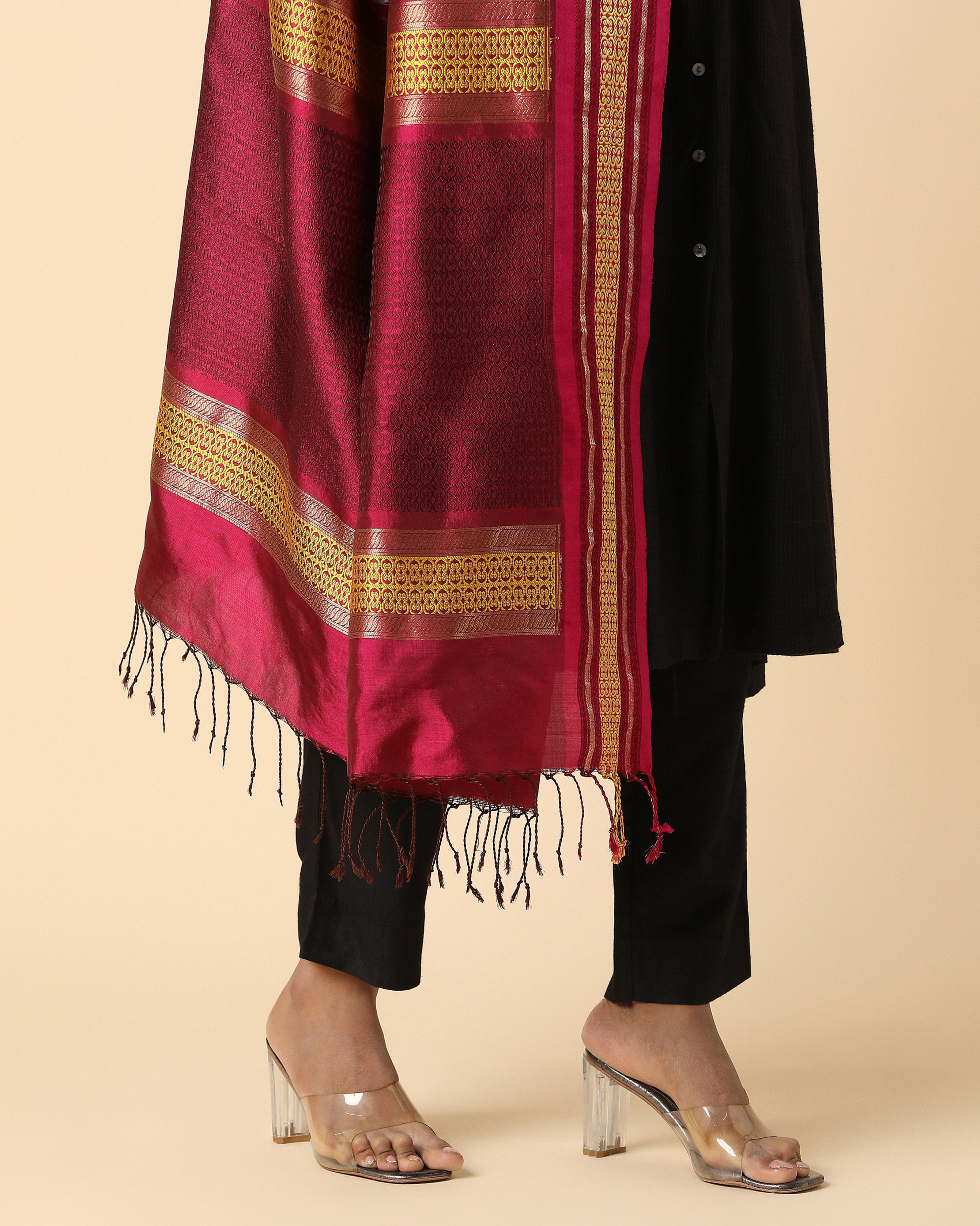 Idaya Pochampally Weft Ikat Silk Dupatta