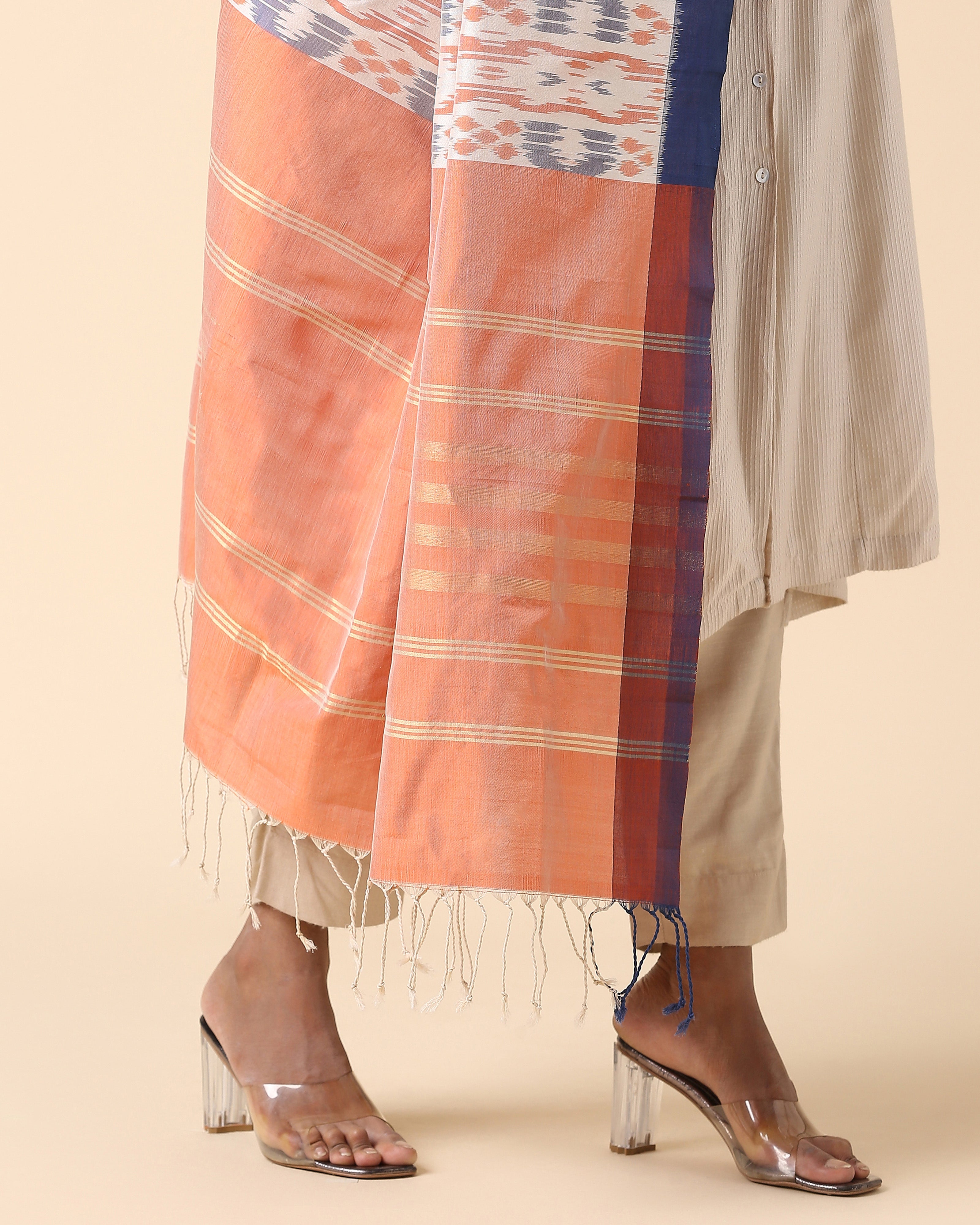 Inala Pochampally Weft Ikat Cotton Silk Dupatta
