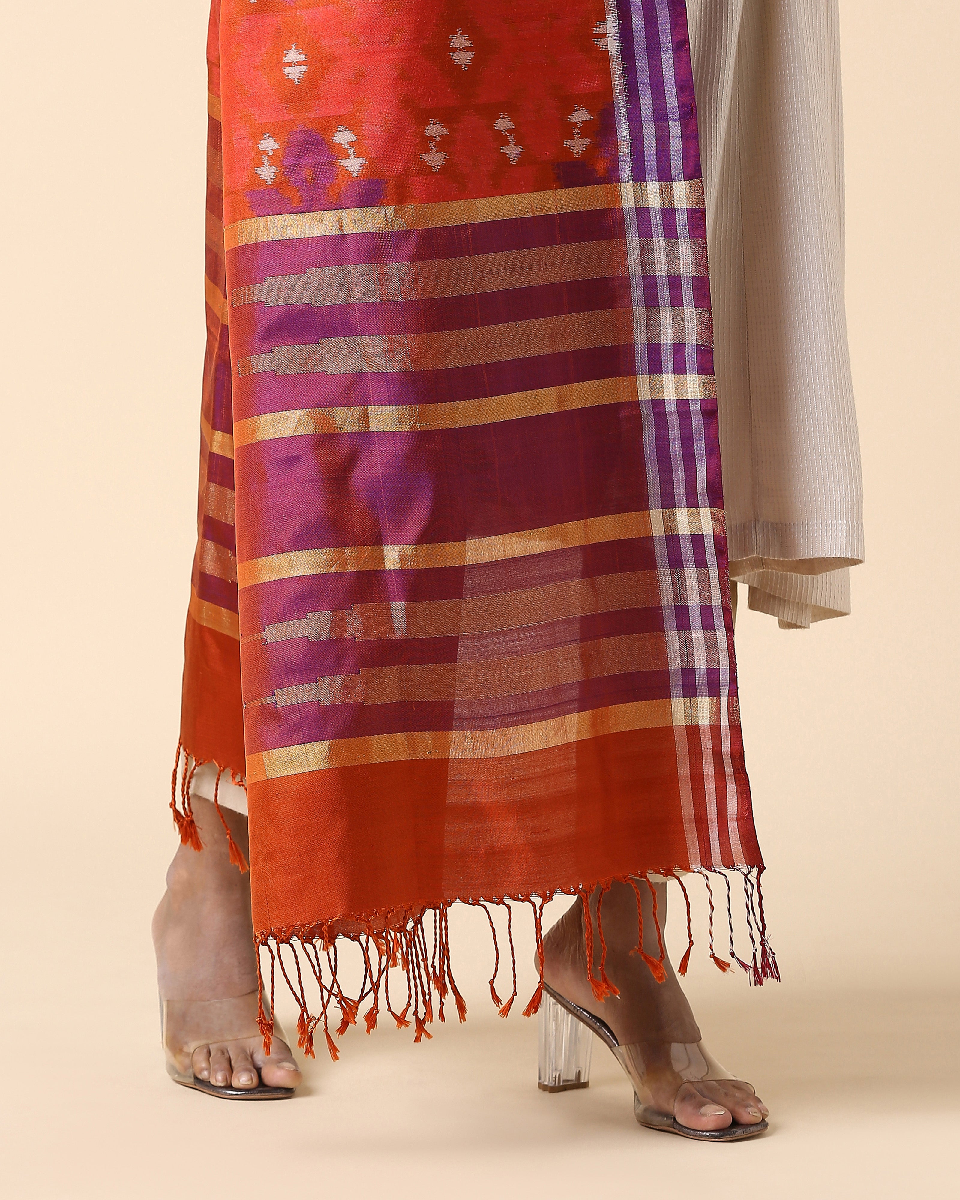 Maneet Pochampally Weft Ikat Silk Dupatta