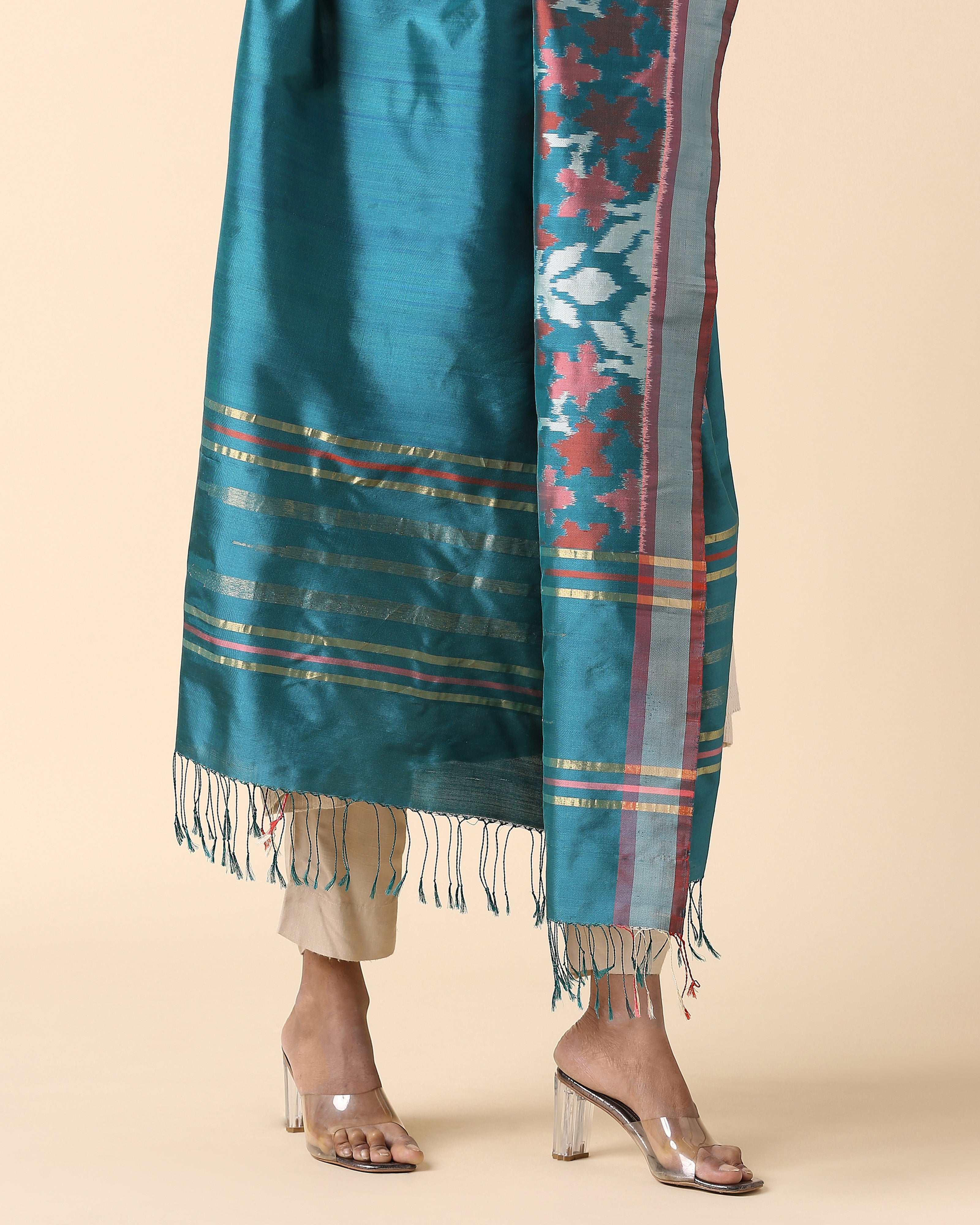 Asuti Pochampally Weft Ikat Silk Dupatta