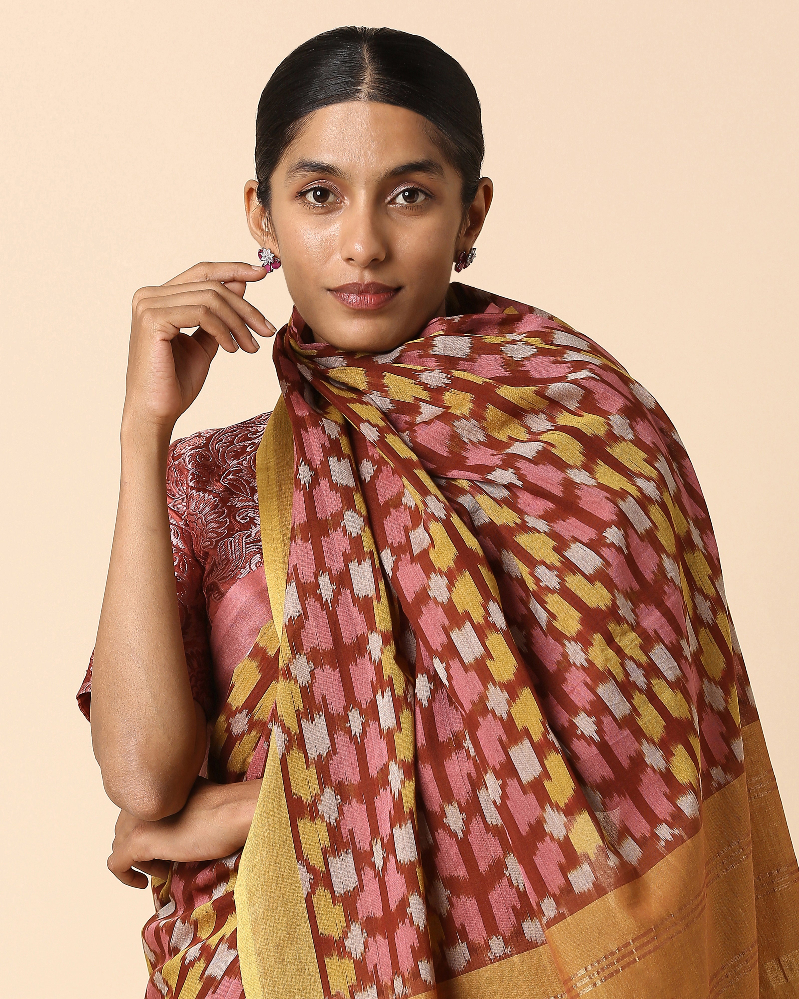 Allami Pochampally Warp Ikat Cotton Saree