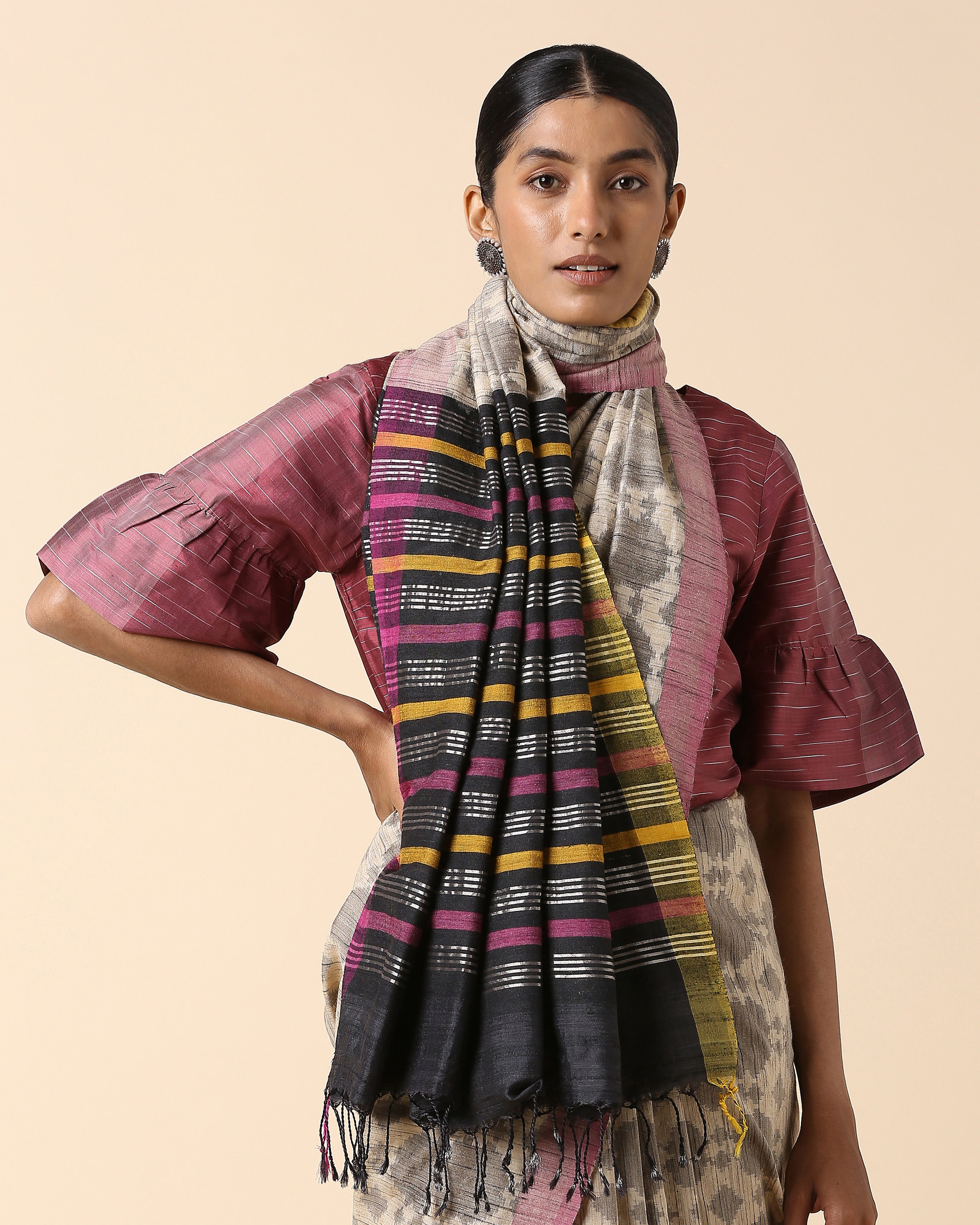 Jumaina Pochampally Warp Ikat Silk Saree