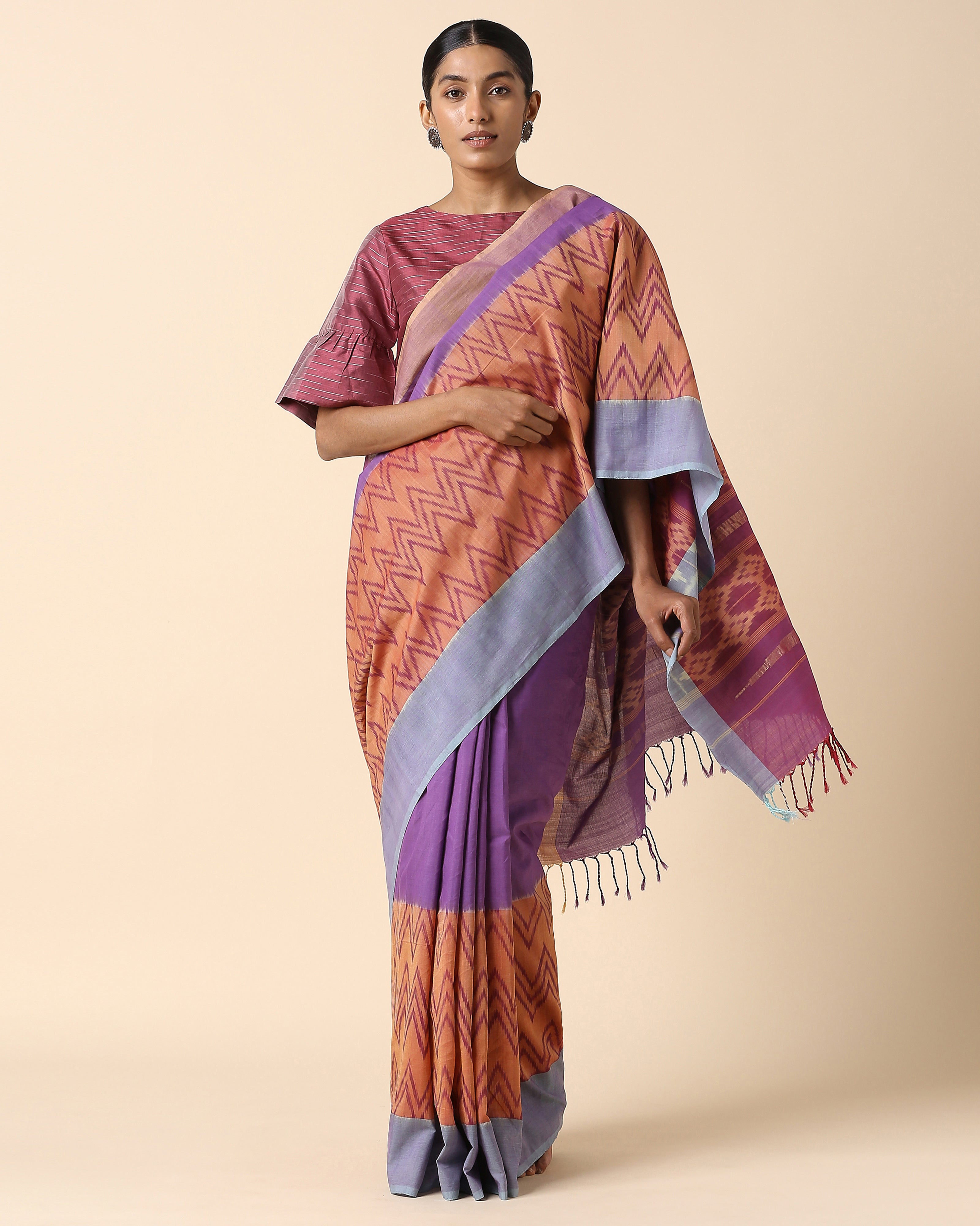 Shazfa Pochampally Weft Ikat Cotton Saree