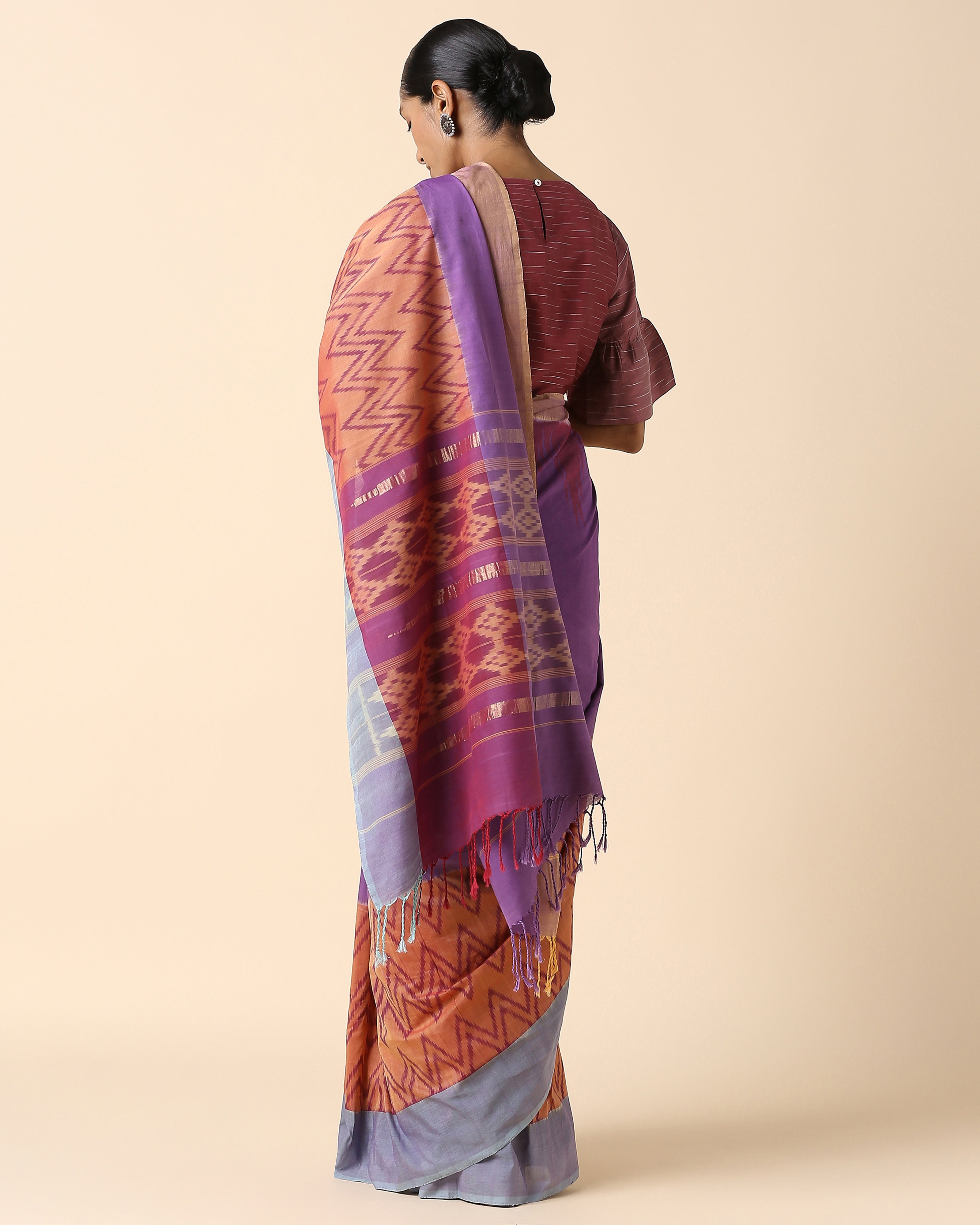Shazfa Pochampally Weft Ikat Cotton Saree