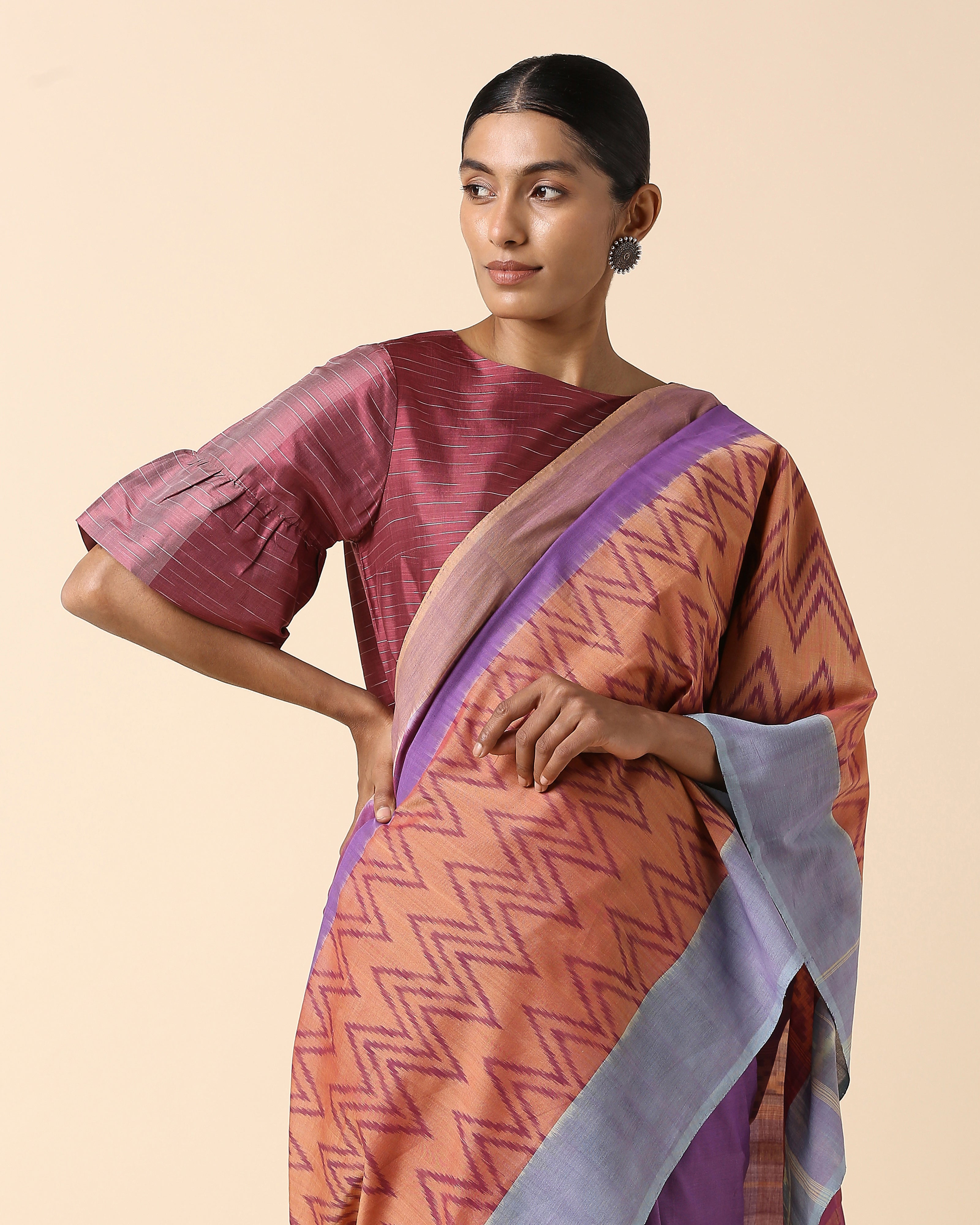 Shazfa Pochampally Weft Ikat Cotton Saree