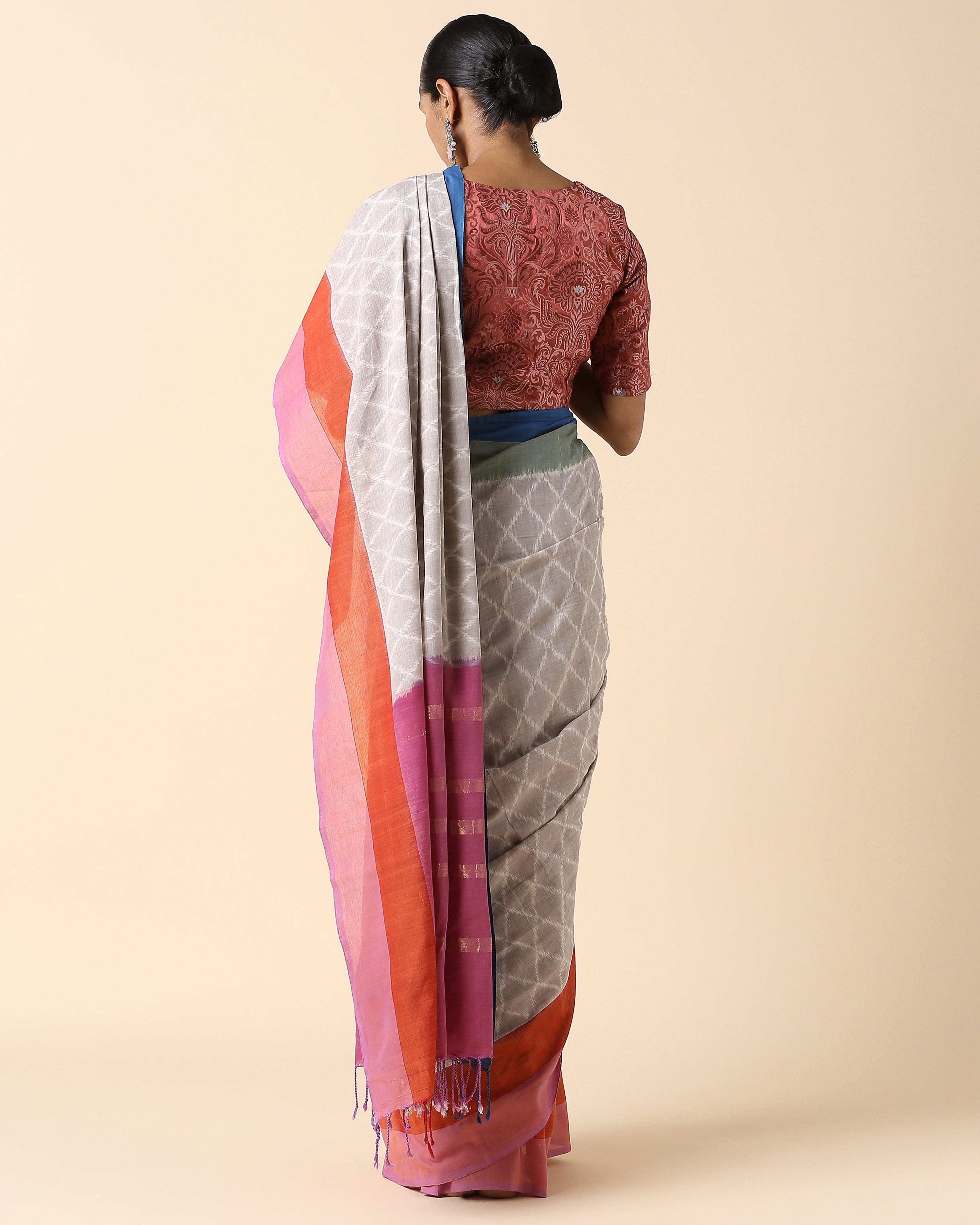 Shafna Pochampally Weft Ikat Cotton Saree