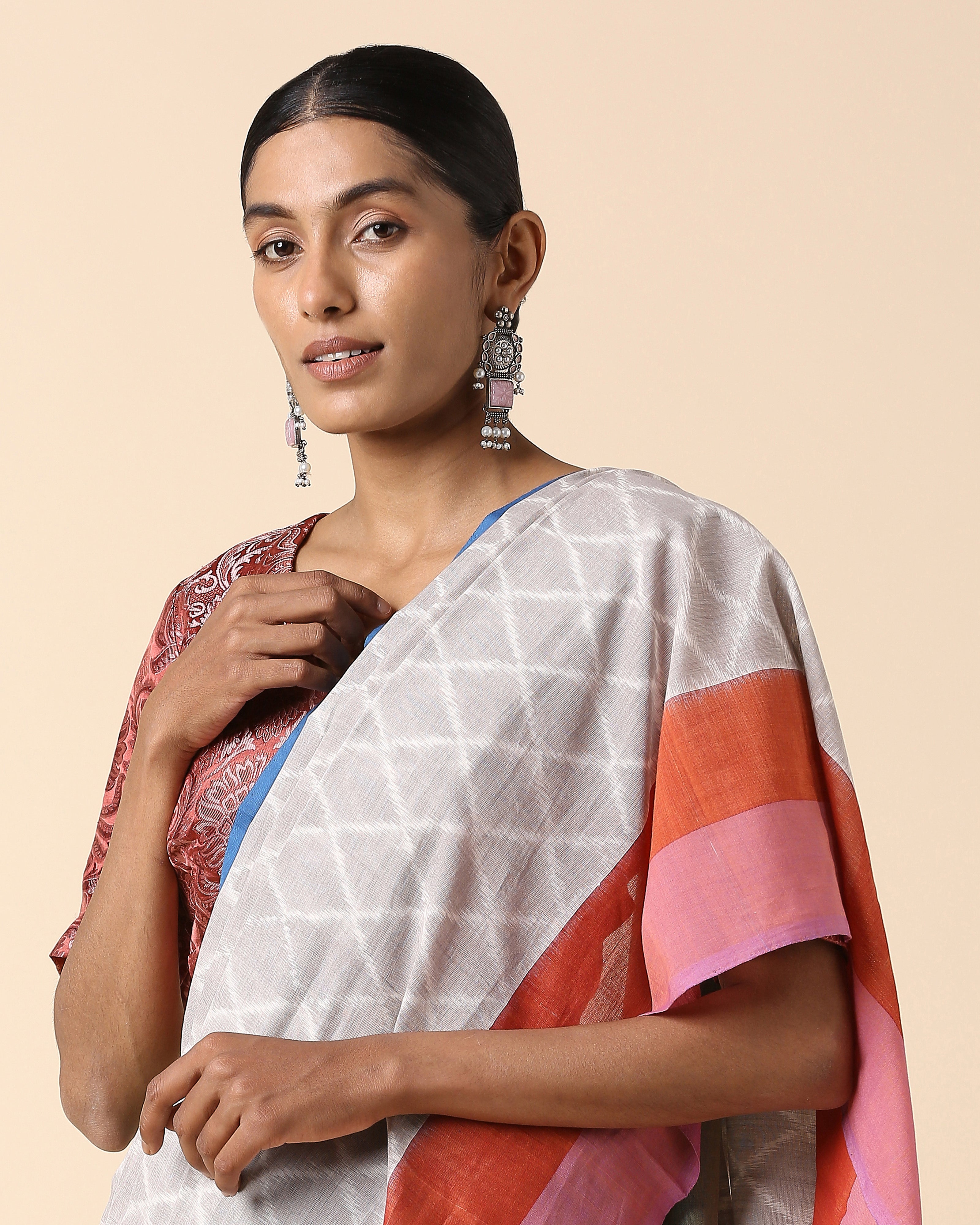Shafna Pochampally Weft Ikat Cotton Saree