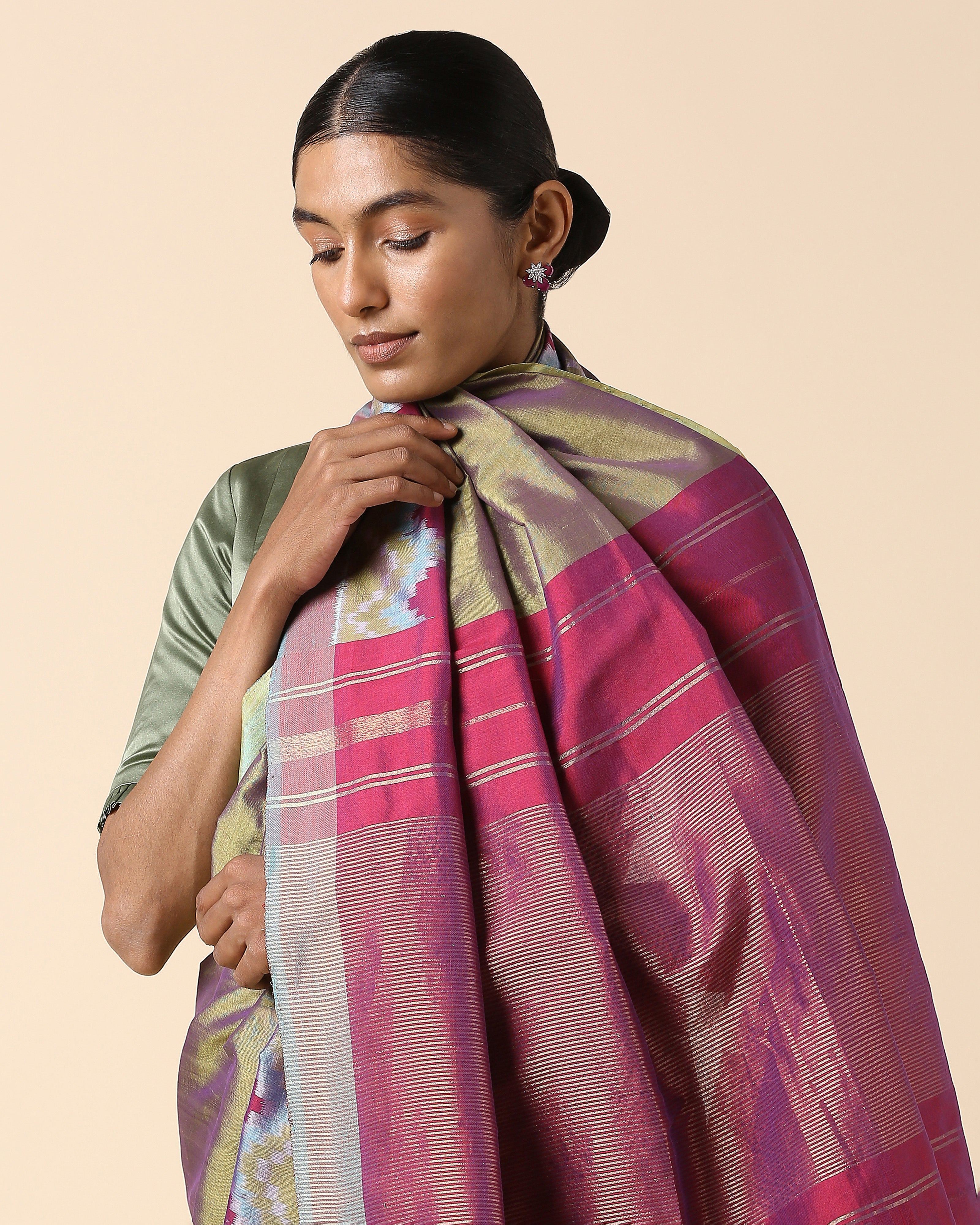 Namiah Pochampally Weft Ikat Cotton Silk Saree