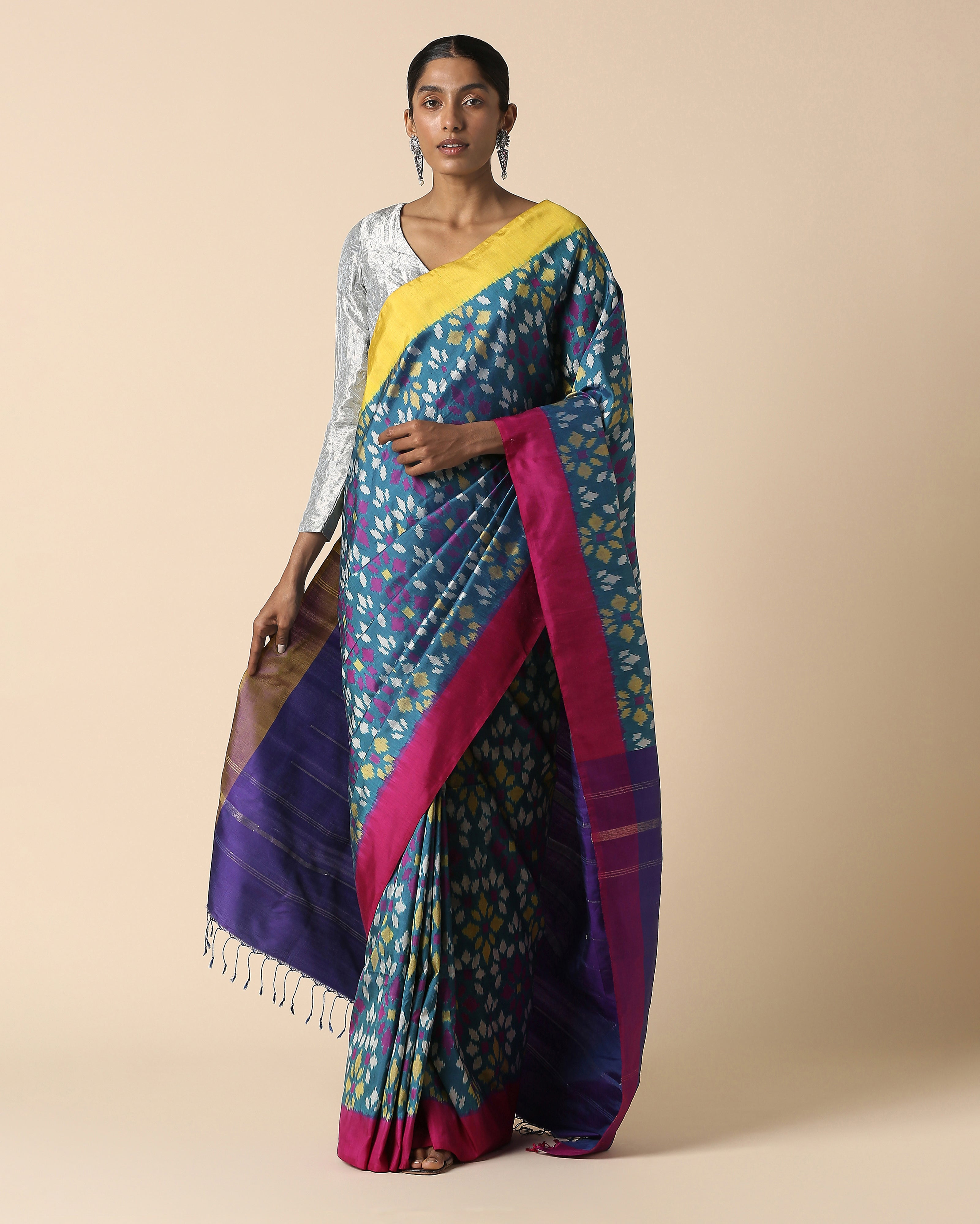 Quila Pochampally Weft Ikat Silk Saree