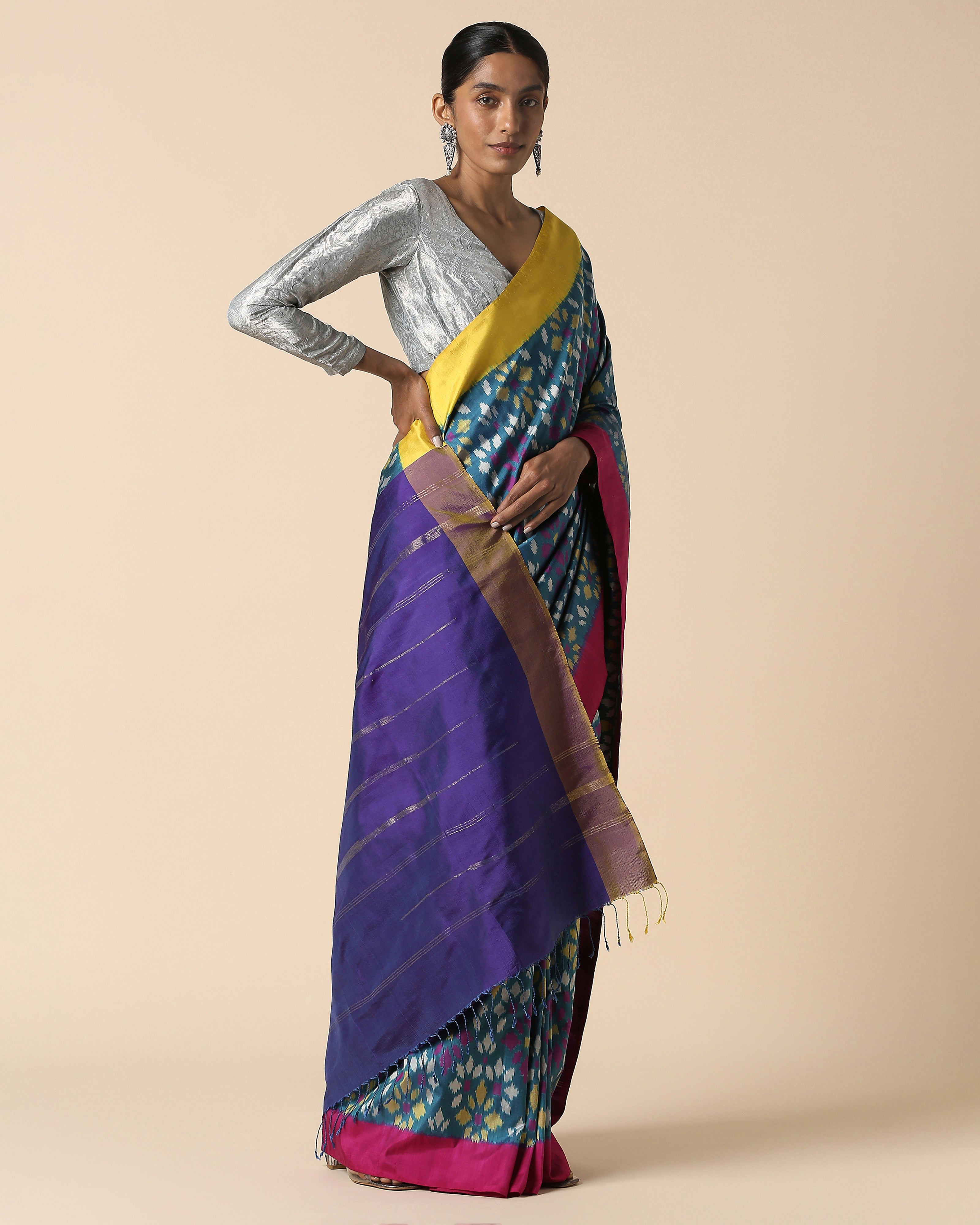Quila Pochampally Weft Ikat Silk Saree