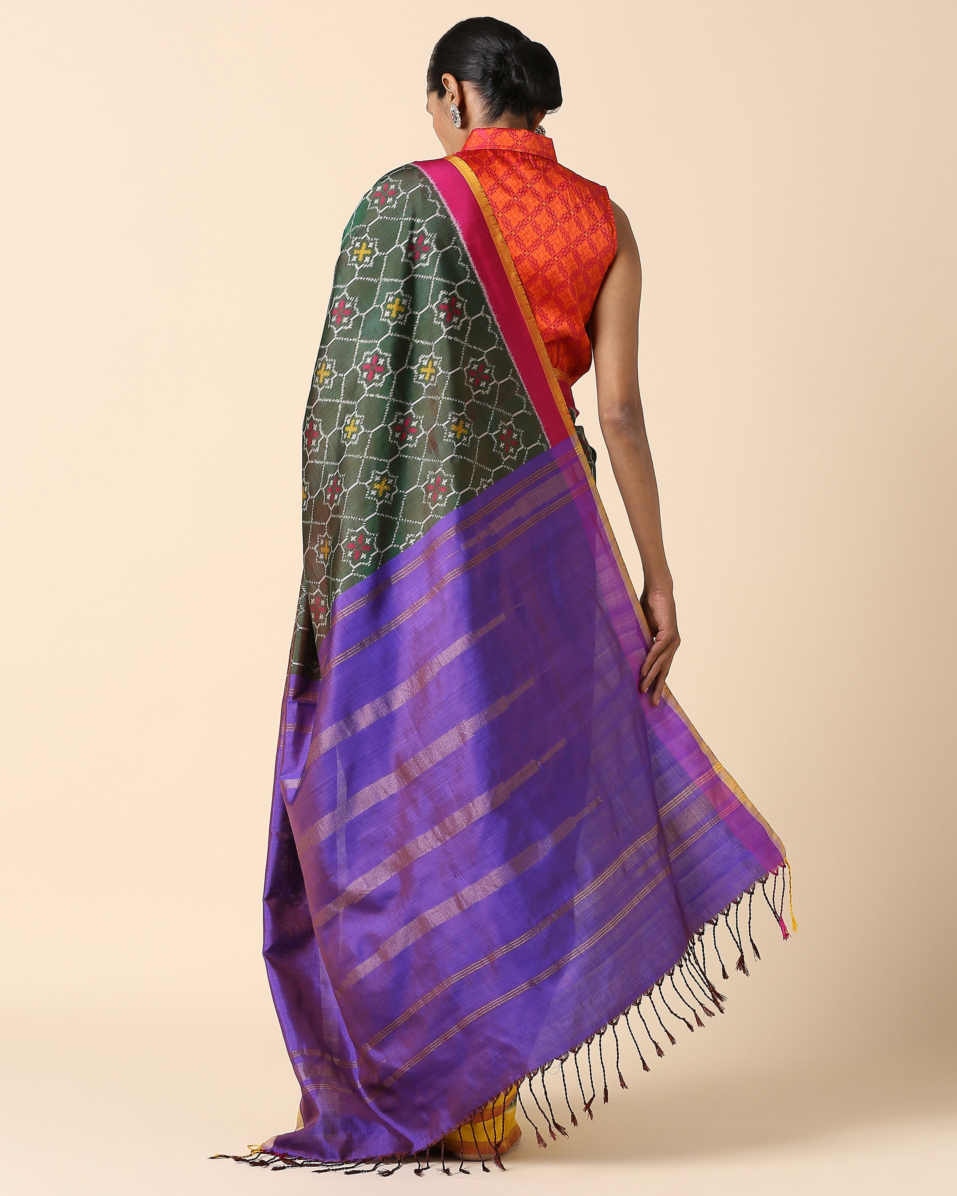 Raakhi Pochampally Weft Ikat Silk Saree