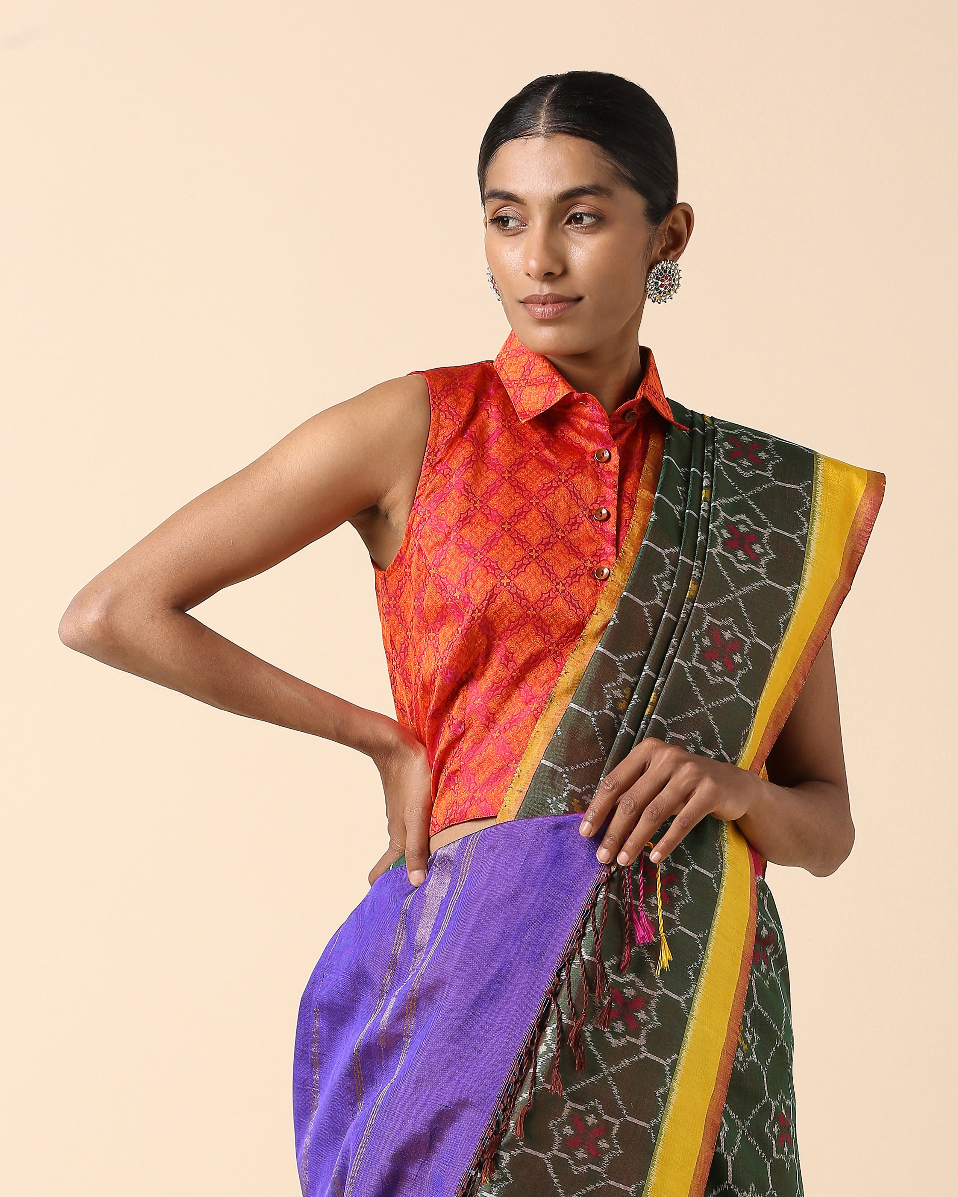 Raakhi Pochampally Weft Ikat Silk Saree