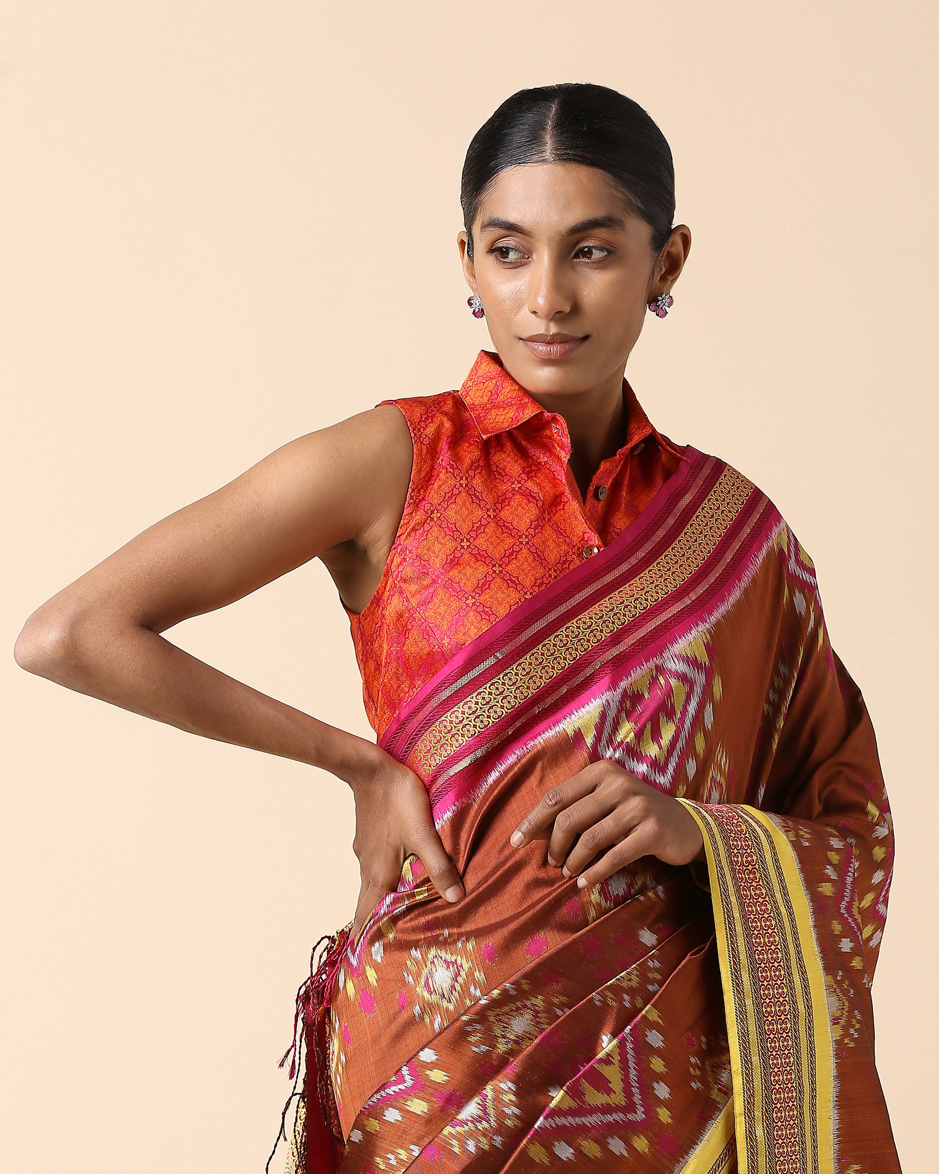 Idaya Pochampally Weft Ikat Silk Saree