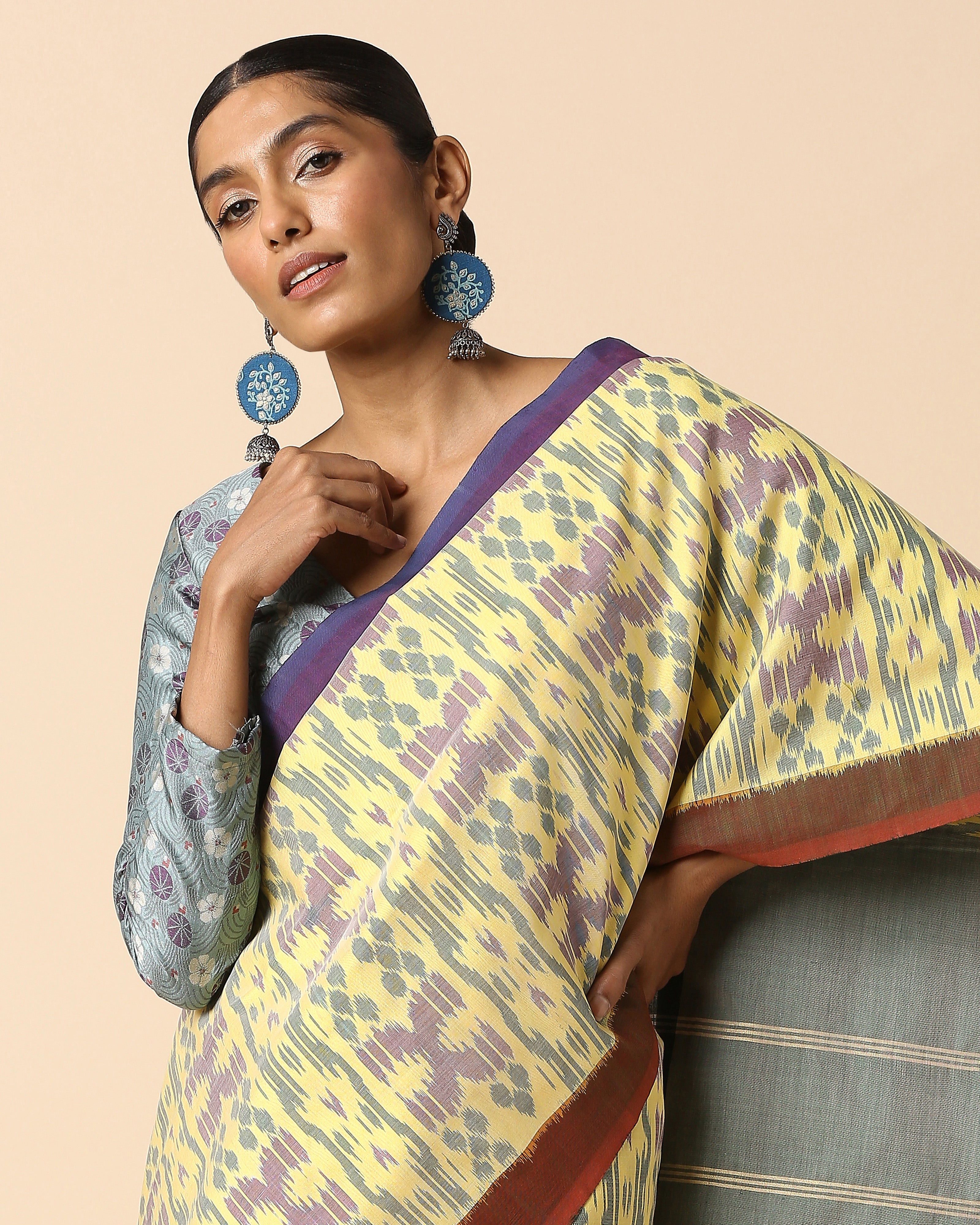 Inala Pochampally Weft Ikat Cotton Silk Saree