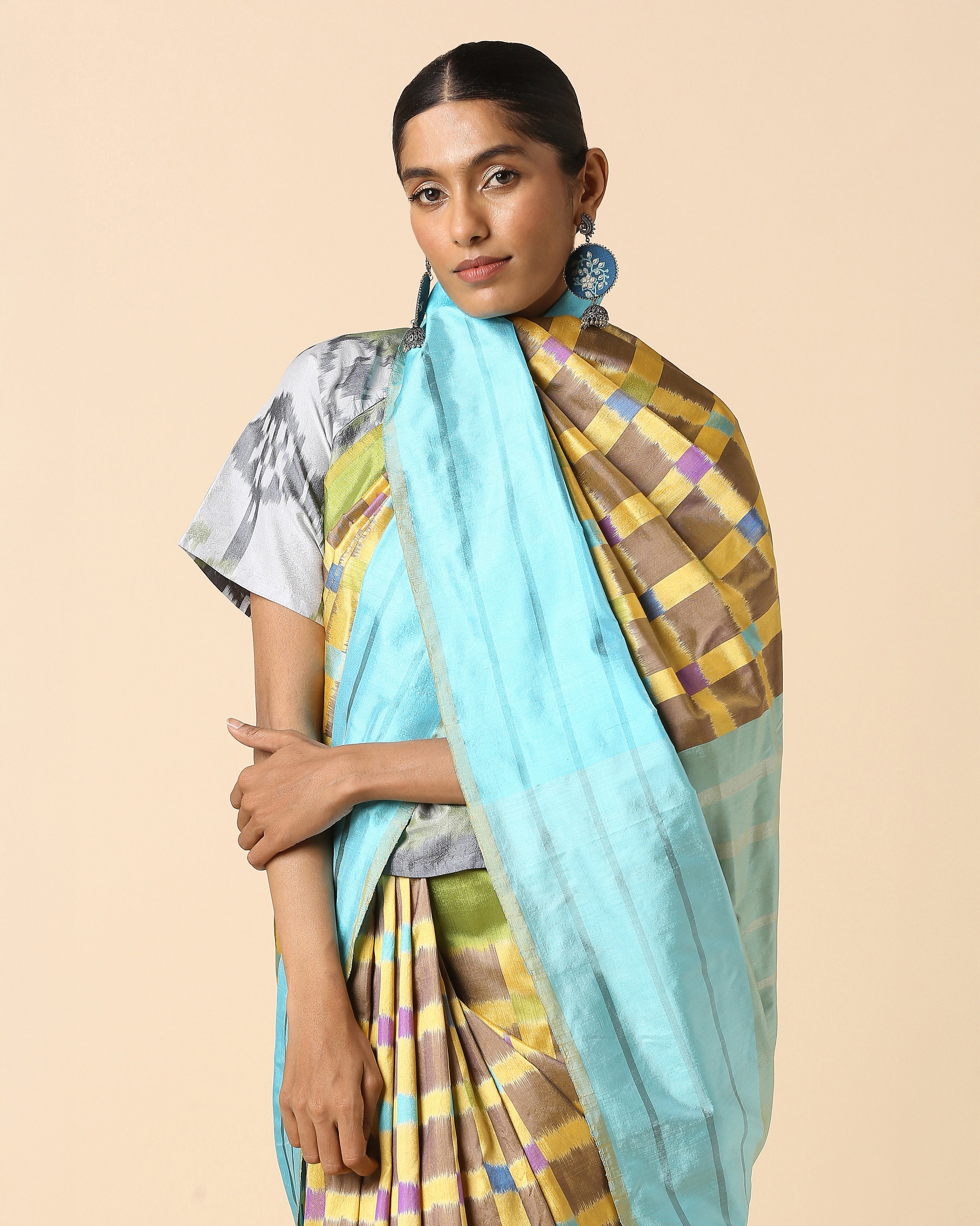 Marwa Pochampally Weft Ikat Silk Saree