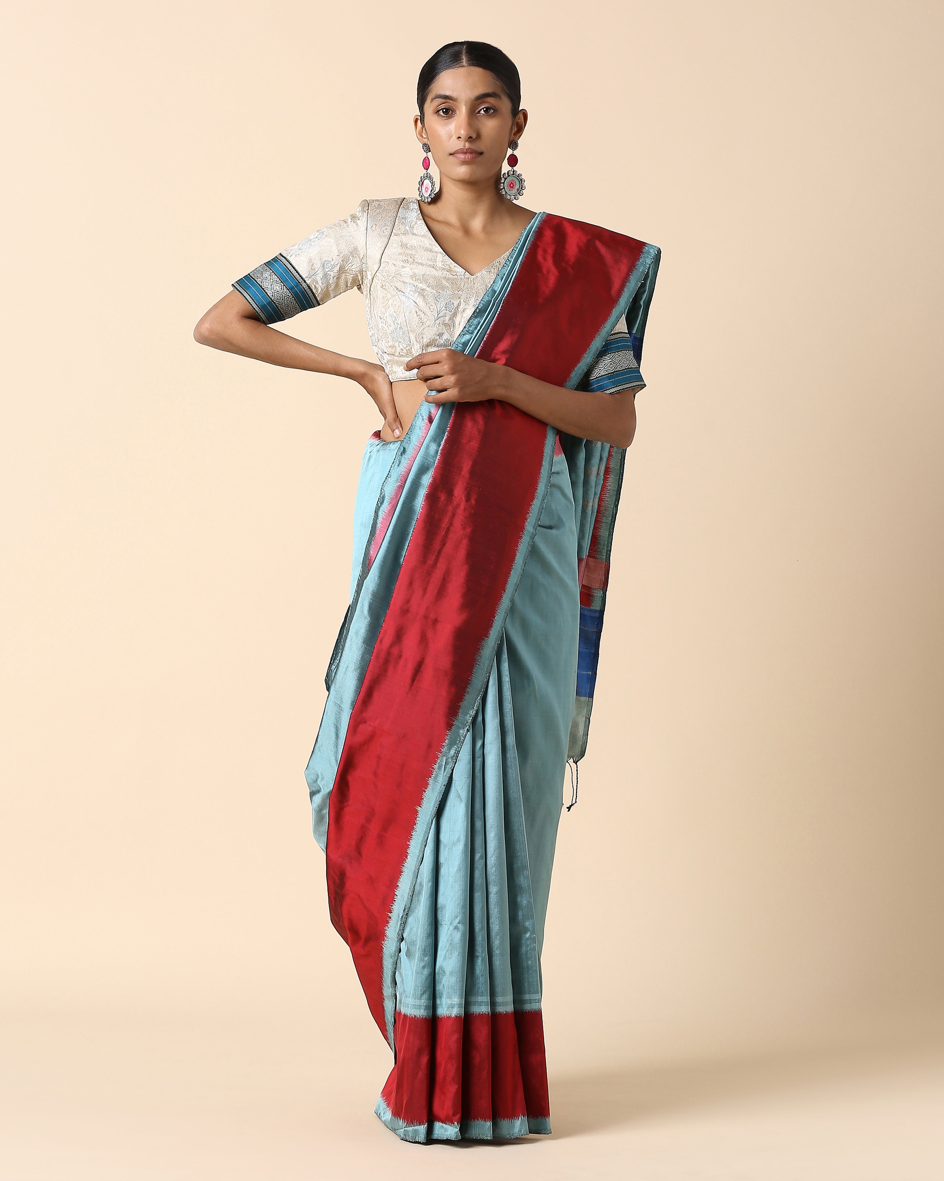 Yaman Pochampally Weft Ikat Silk Saree